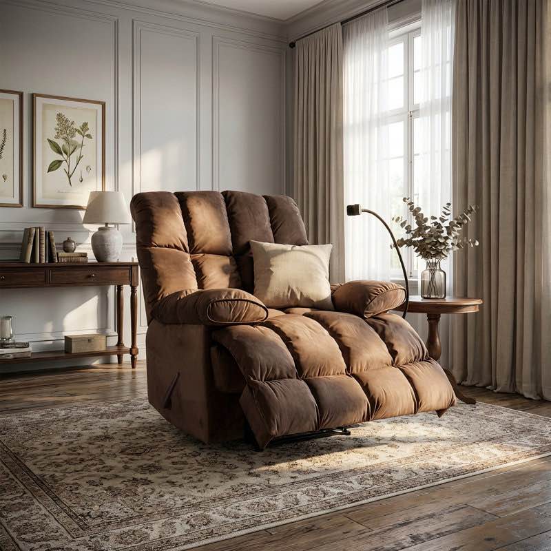 Fraher Oversized Recliner ,Manual Recliner Adults Soft Overstuffed Arms And Back,Velvet Recliner Chair,Big and Tall Recliners for Adults 400lbs for Living Room, Bedroom