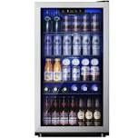 17.1"w x 43.6"h 26 bottles or 113 cans 4.5 cubic feet freestanding mini beverage refrigerator