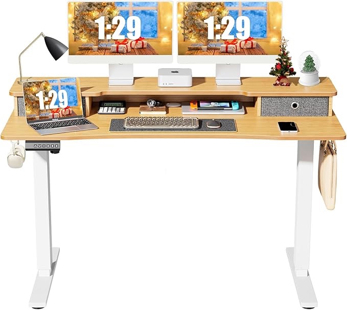 Brown and White Computer Desk