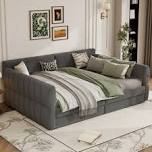 upholstered queen daybed with usb and drawers