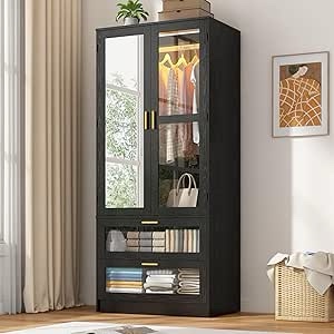 armoire 2 glass doors with light inside