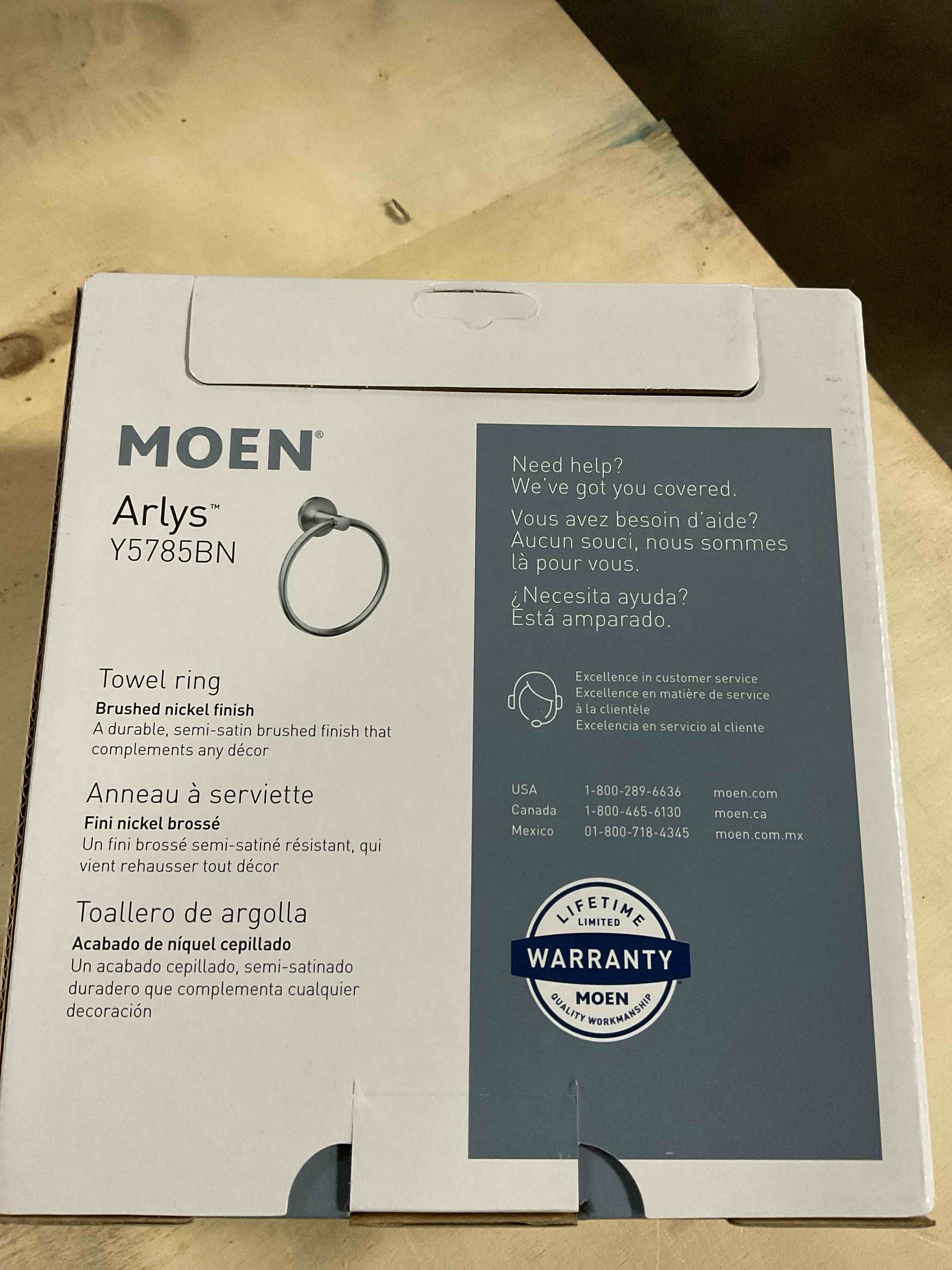 Condition photo showing Good Condition for moen towel ring brushed silver finish 