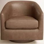 bennett genuine leather swivel barrel chair