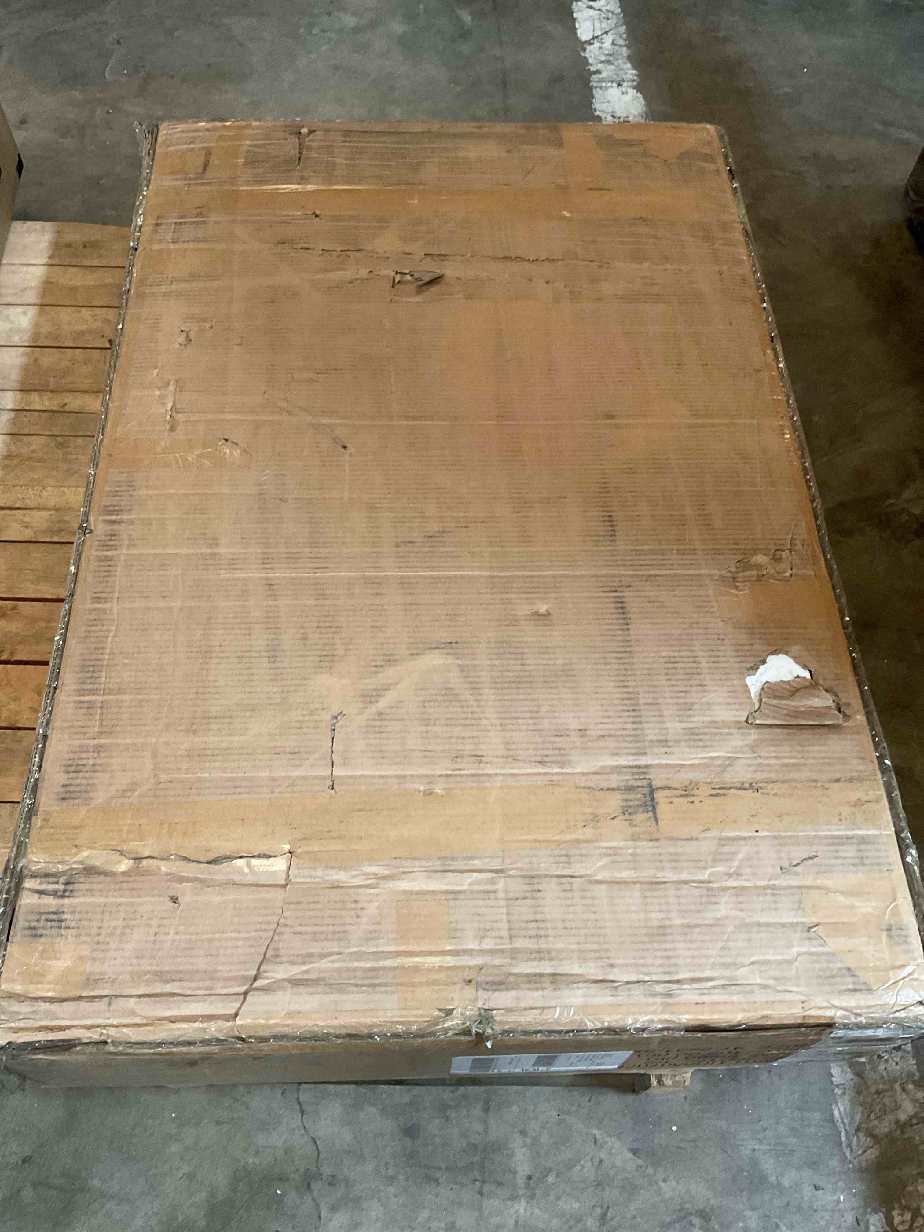 Condition photo showing Good Condition for modern reception desk with storage, 62.2" w two-level countertop for office and commercial use