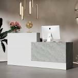 modern reception desk with storage, 62.2" w two-level countertop for office and commercial use