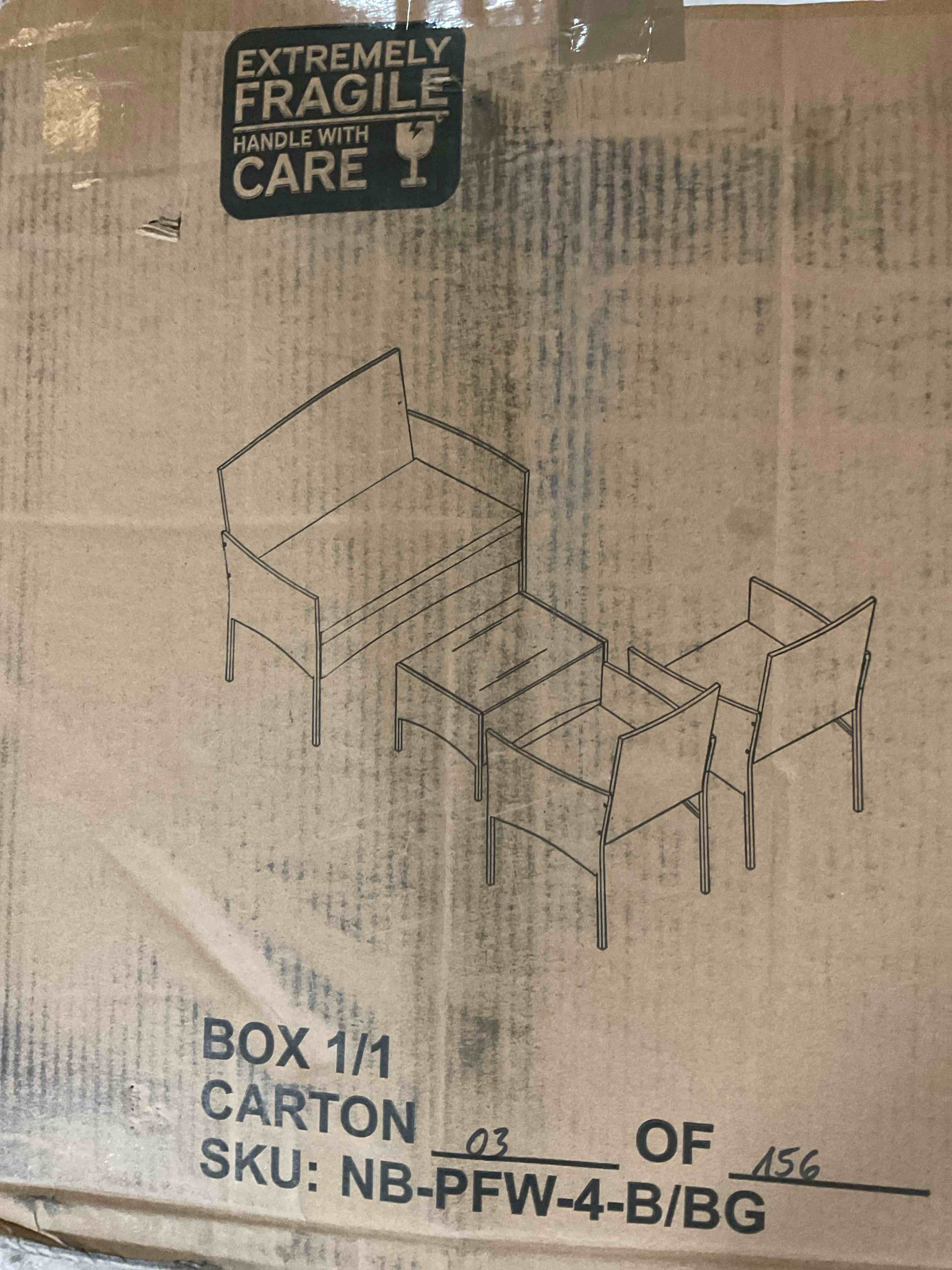 Condition photo showing Good Condition for 4 piece patio furniture wicker conversation set