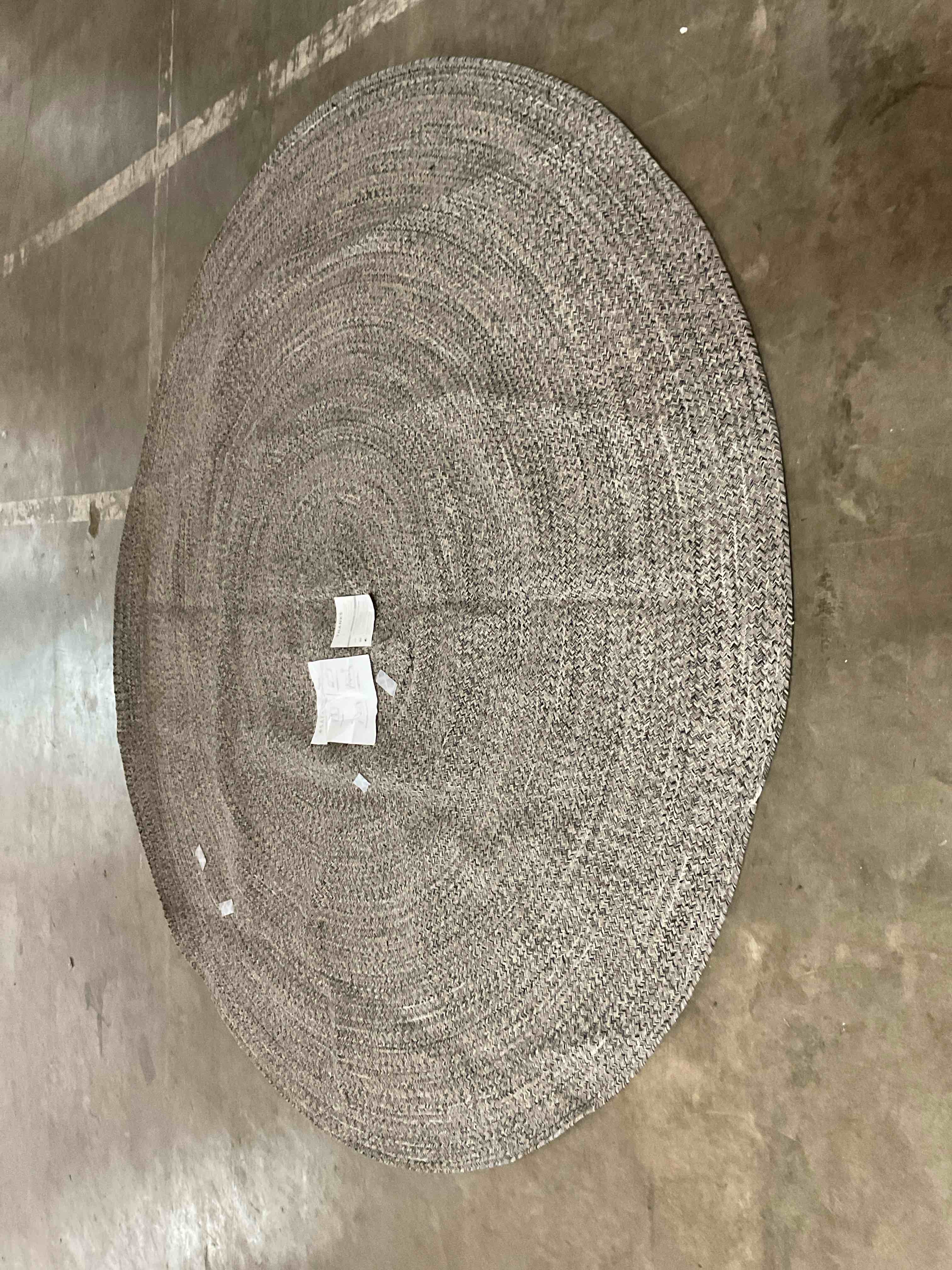 safavieh braided collection area rug - 9' round, ivory & steel grey, handmade woven cotton, boho reversible style, ideal for living room, bedroom, dining space (brd256a)