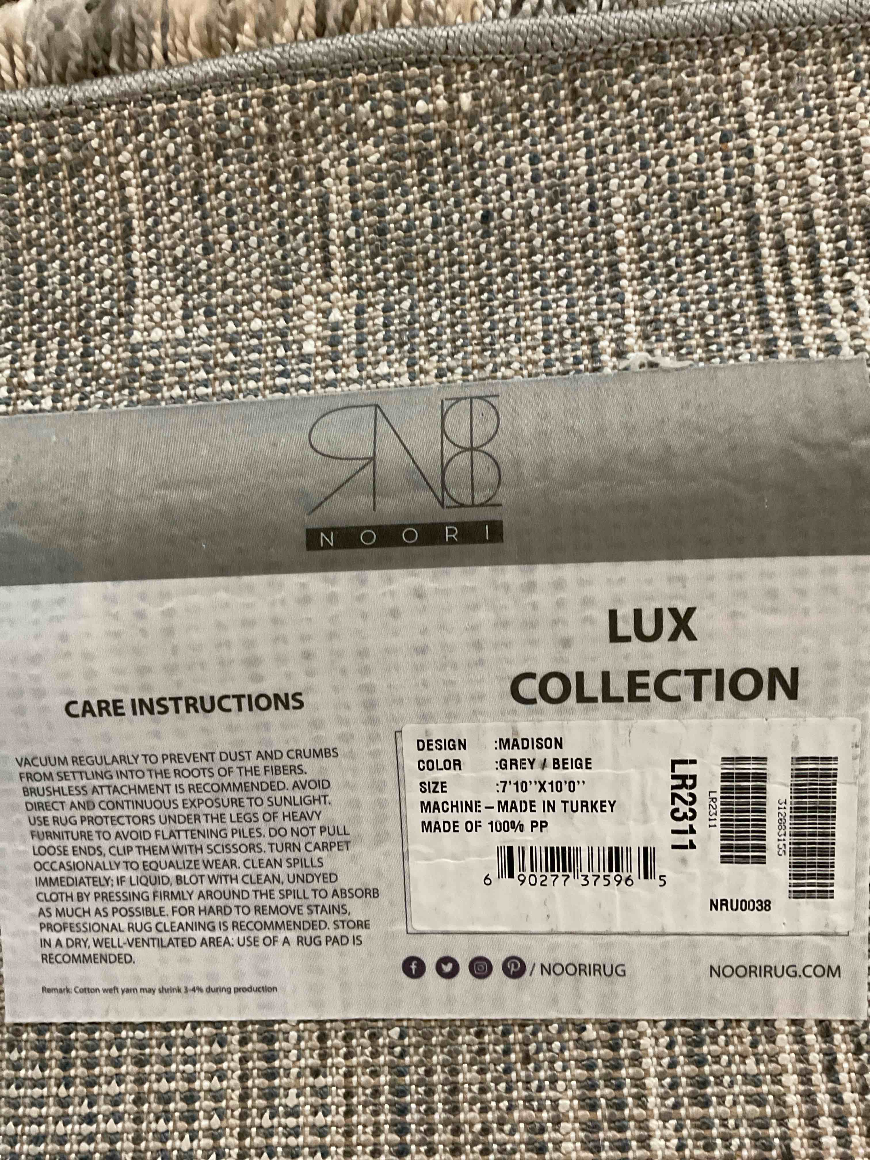 Condition photo showing Good Condition for noori rug - premium & luxury imported - lux madison machine made high pile abstract - rectangle - grey - beige - 7'10" x 10'0", bedroom, dining room
