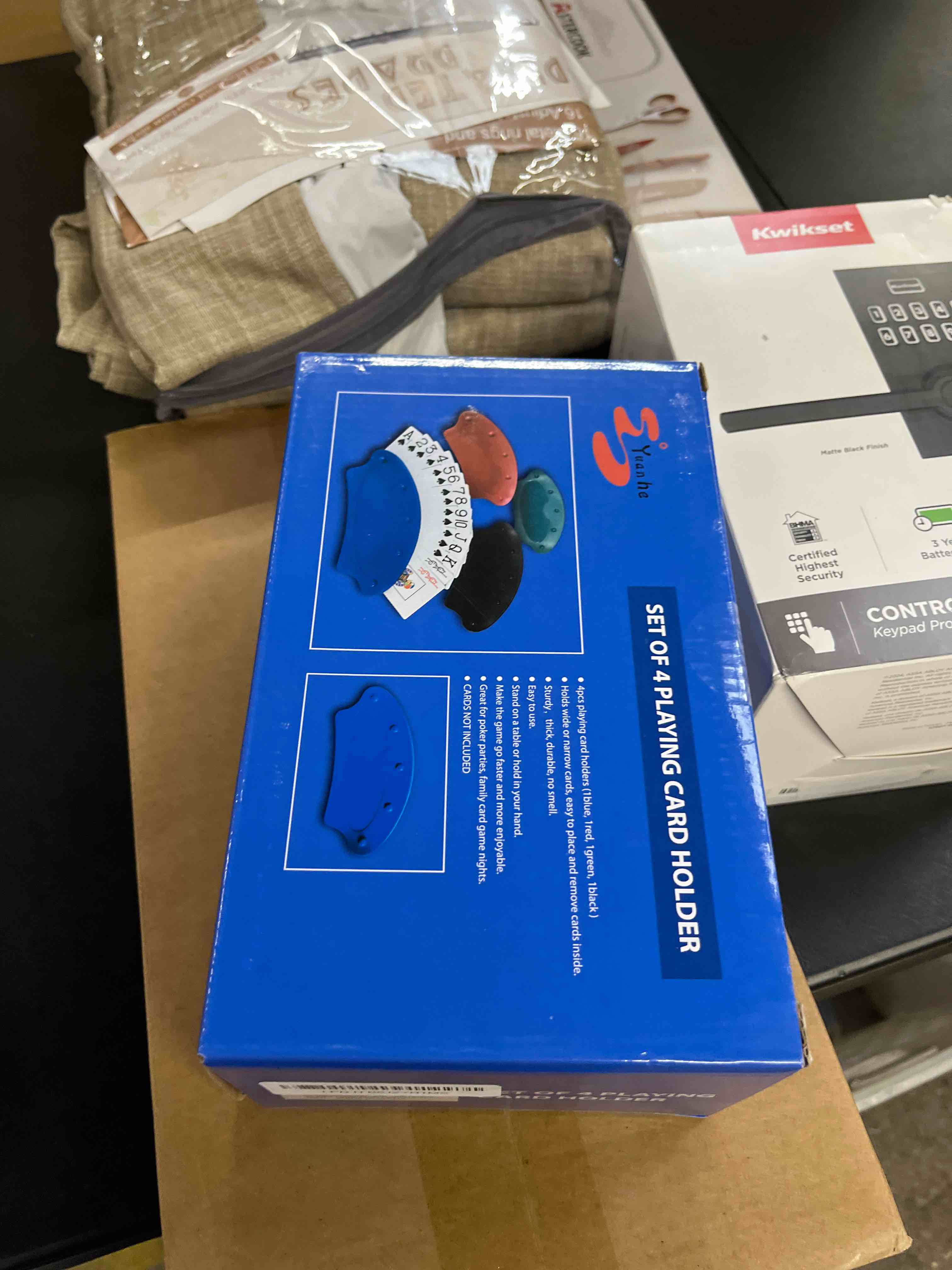 Condition photo showing Good Condition for yuanhe set of 4 playing card holder for kids seniors,hands free cards holders for poker parties, family card game nights