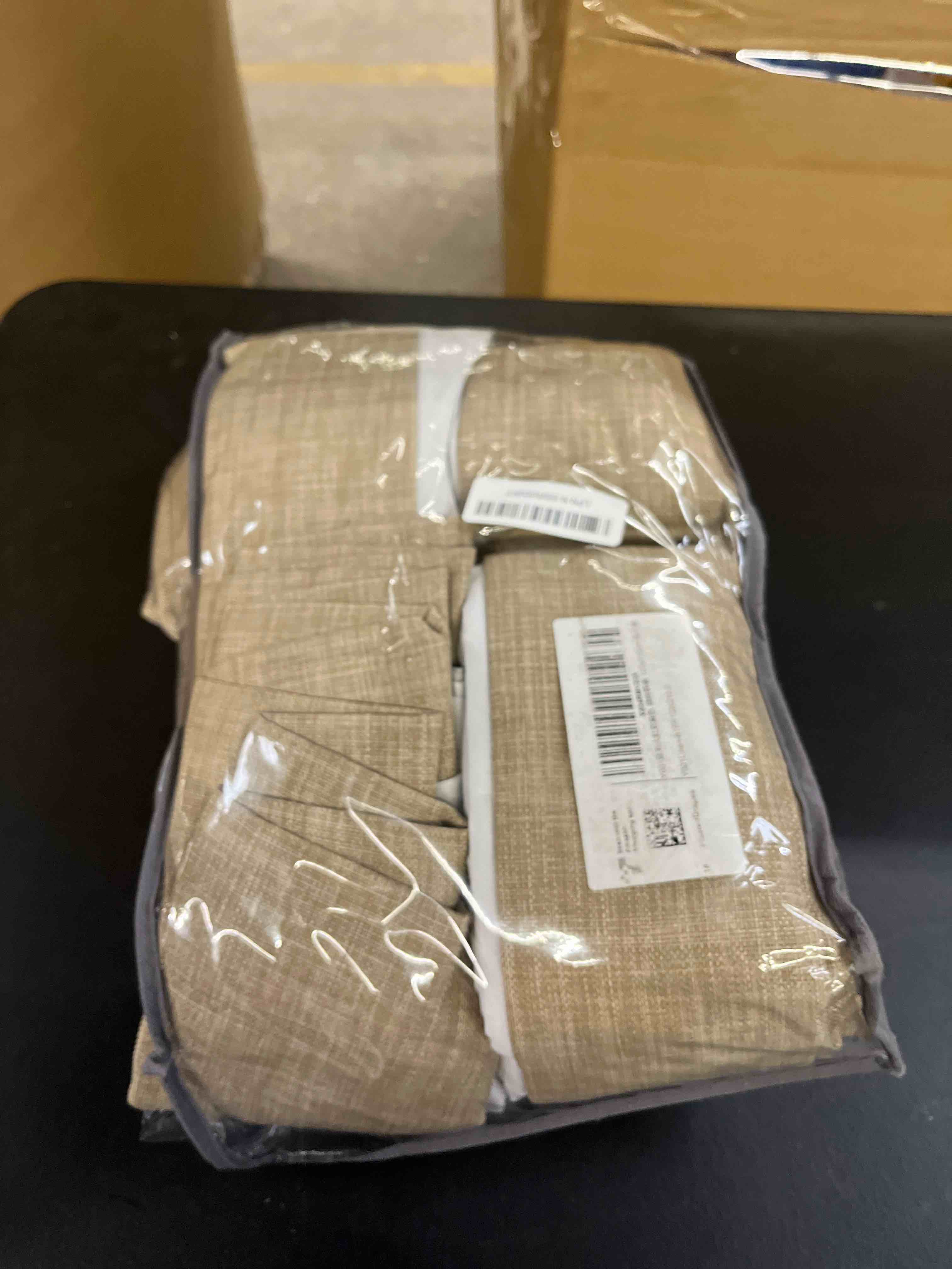 Condition photo showing Good Condition for blackout two layer linen curtains 86 inches long for classroom 2 panels set, memory trained pinch pleated insulated sound dampening farmhouse dark brown light blocking windows curtain with back tab linen 40"w x 86"l (pack of 2)