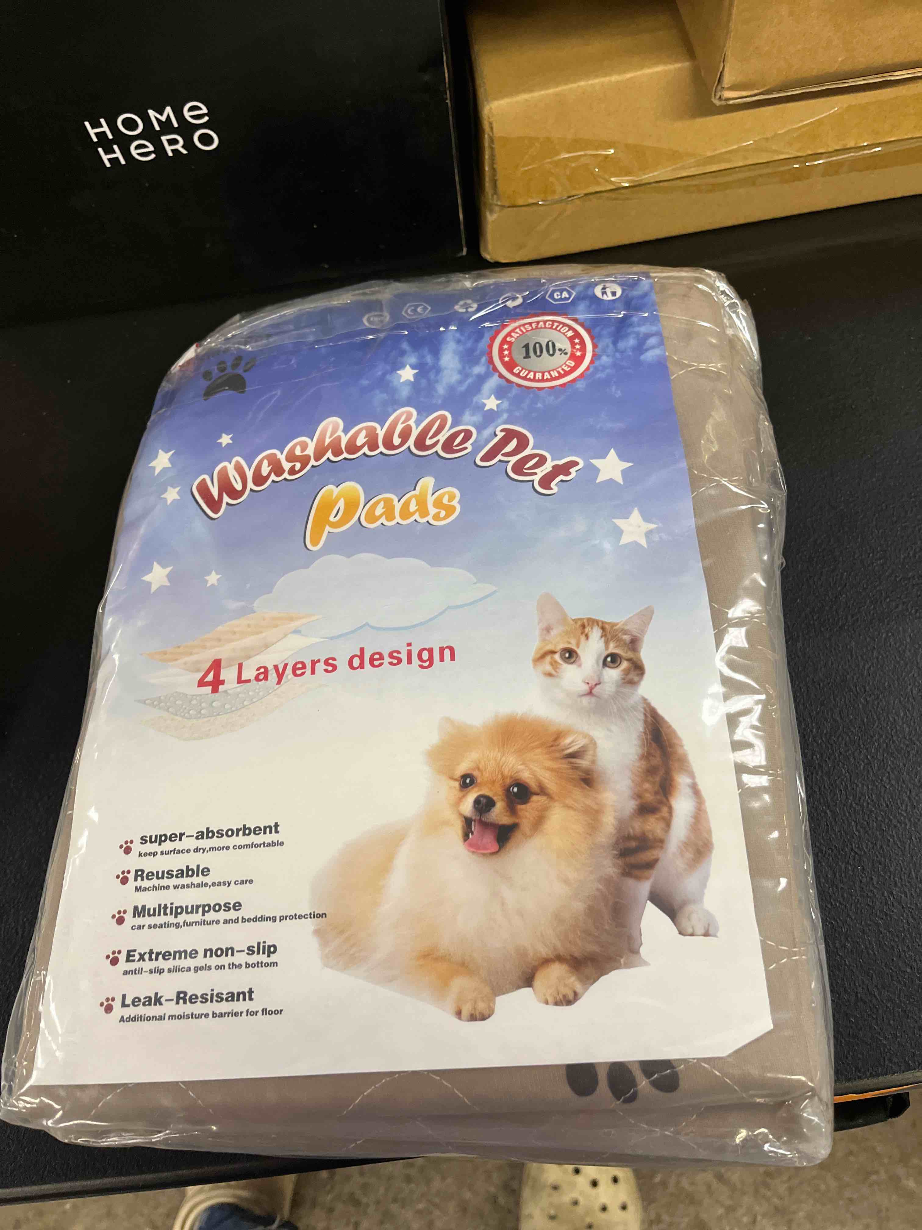 Condition photo showing Good Condition for sincopet washable dog pee pads with puppy grooming gloves,puppy pads,reusable pet training pads,large ,waterproof pet pads for dog bed mat,super absorbing whelping pads,24x36 inch (pack of 4)