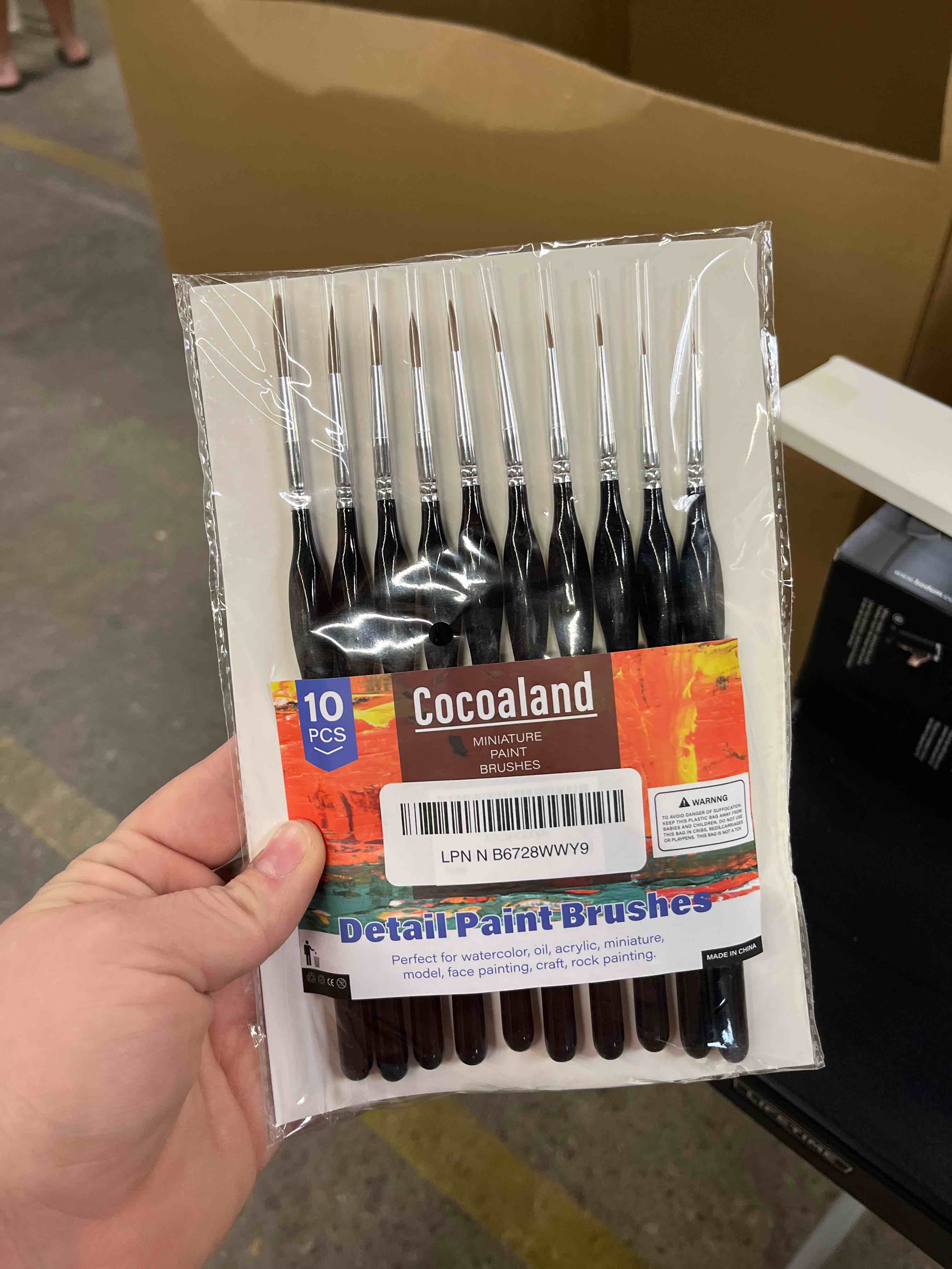 Condition photo showing Good Condition for 10pcs micro paint brushes set with triangular handles - for acrylic, watercolor, crafts, models black 10