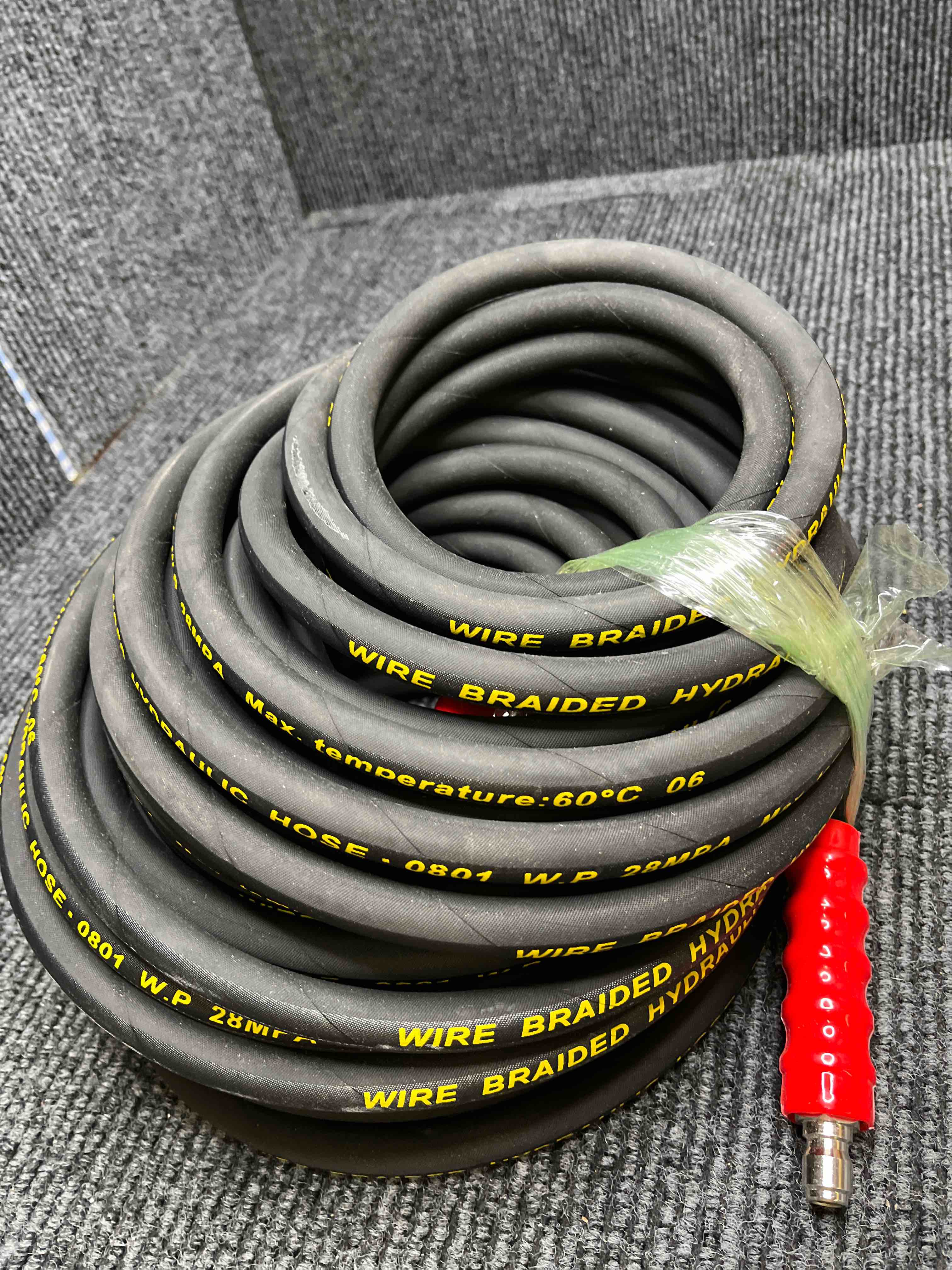 Condition photo showing Good Condition for yamatic 3/8 pressure washer hose 50 ft 3/8", 4200 psi hot water power washer hose, 360° swivel 3/8" quick connect, heavy duty rubber hose for simpson honda dewalt generac troy-bilt 50ft