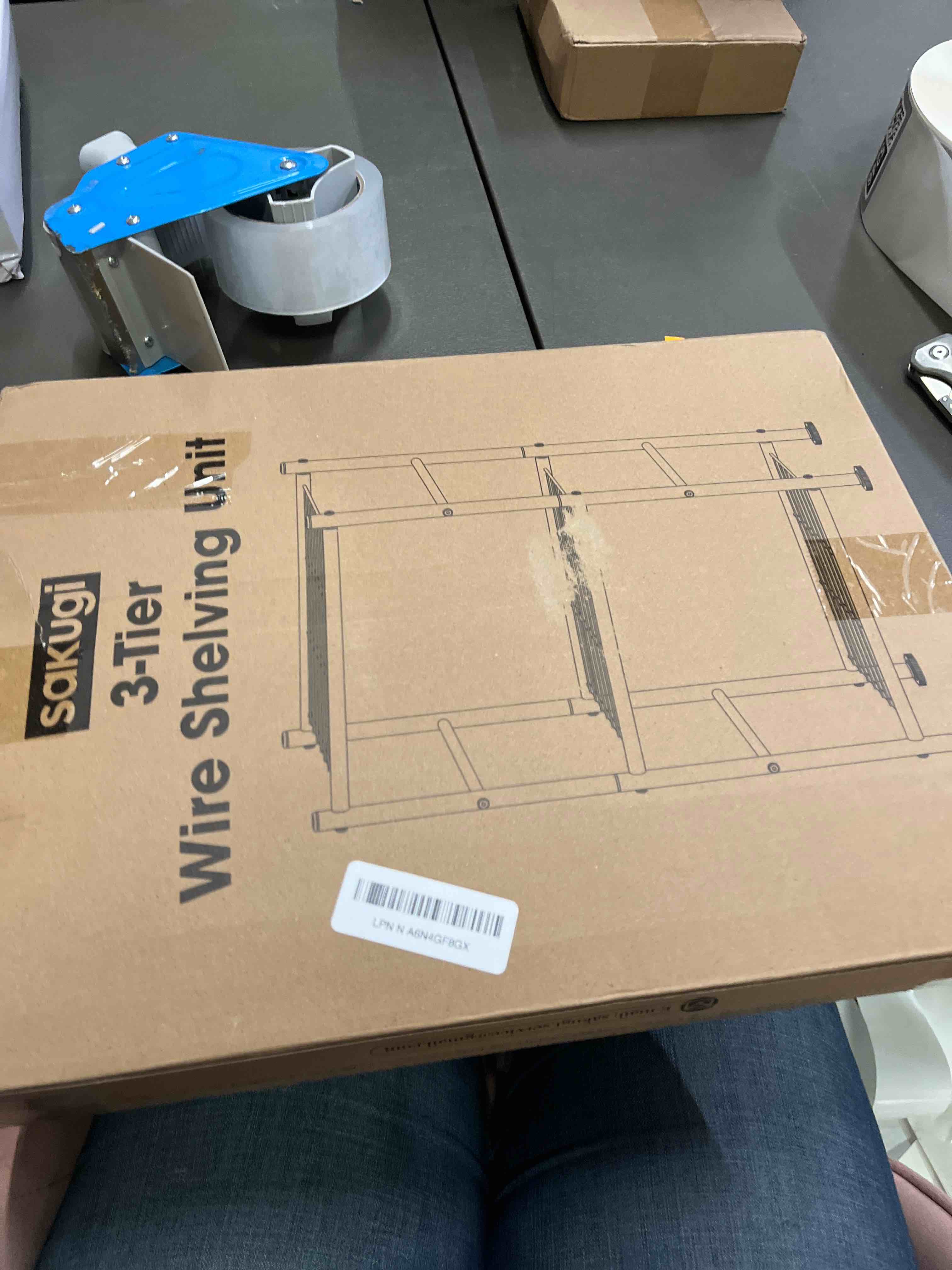 Condition photo showing Good Condition for Storage Shelves - 3 Tier Shelf Organizer, Sturdy Metal Garage Shelving with Adjustable Leveling Feet, Space-Saving Shelves Organizer for Pantry, Laundry, Kitchen (18" x 12" x 30", Black) Black 18.0W x 12.0D x 30.0H (3T)