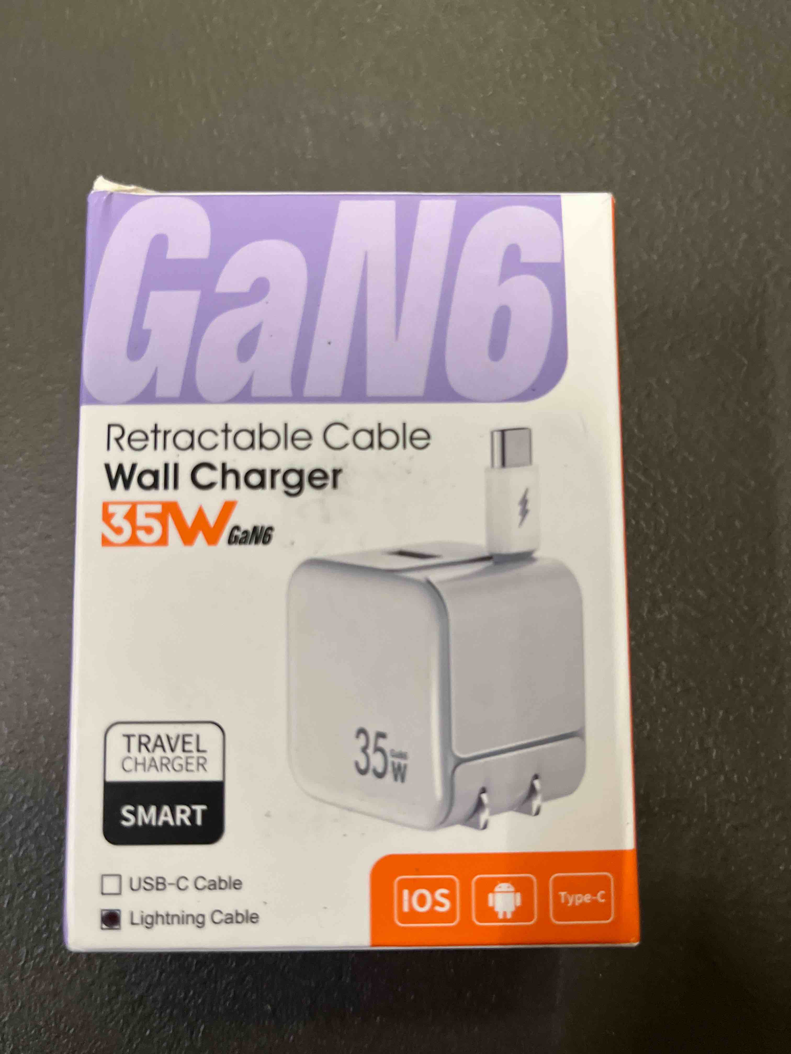 Condition photo showing Good Condition for Retractable Wall Charger, 35W Fast USB Chargers Block with Cables for iPhone 14/13/12/11 Pro MAX/XR/XS/8/7,iPad, Portable Retractable Charger Wall Plug for Home Travel Office Lightening cables Black