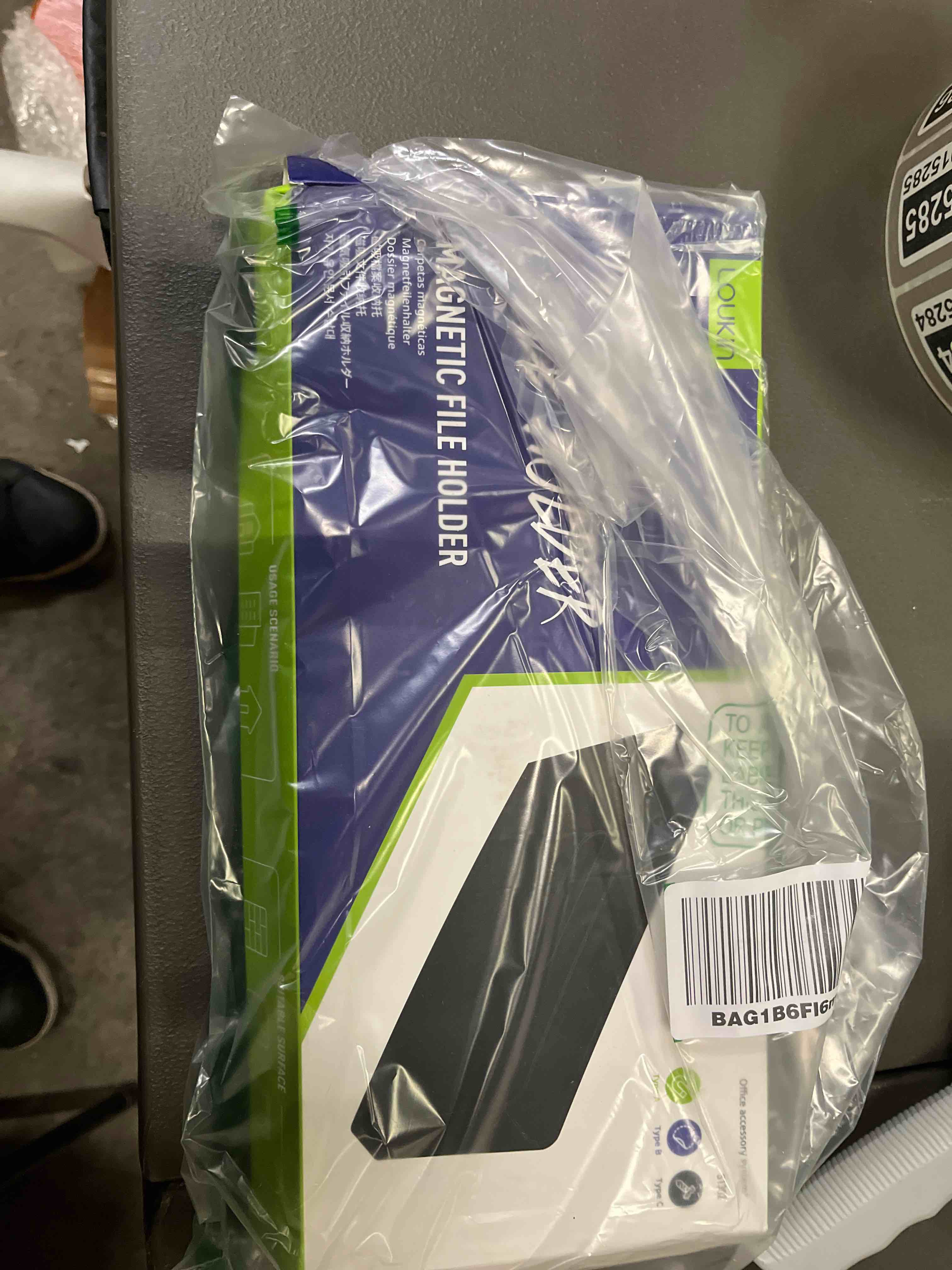 Condition photo showing Good Condition for loukin Magnetic File Holder - 13"×5.9" Vertical Wall Mount Organizer for Whiteboard, Refrigerator, Office Wall, Documents, Letters (Black)