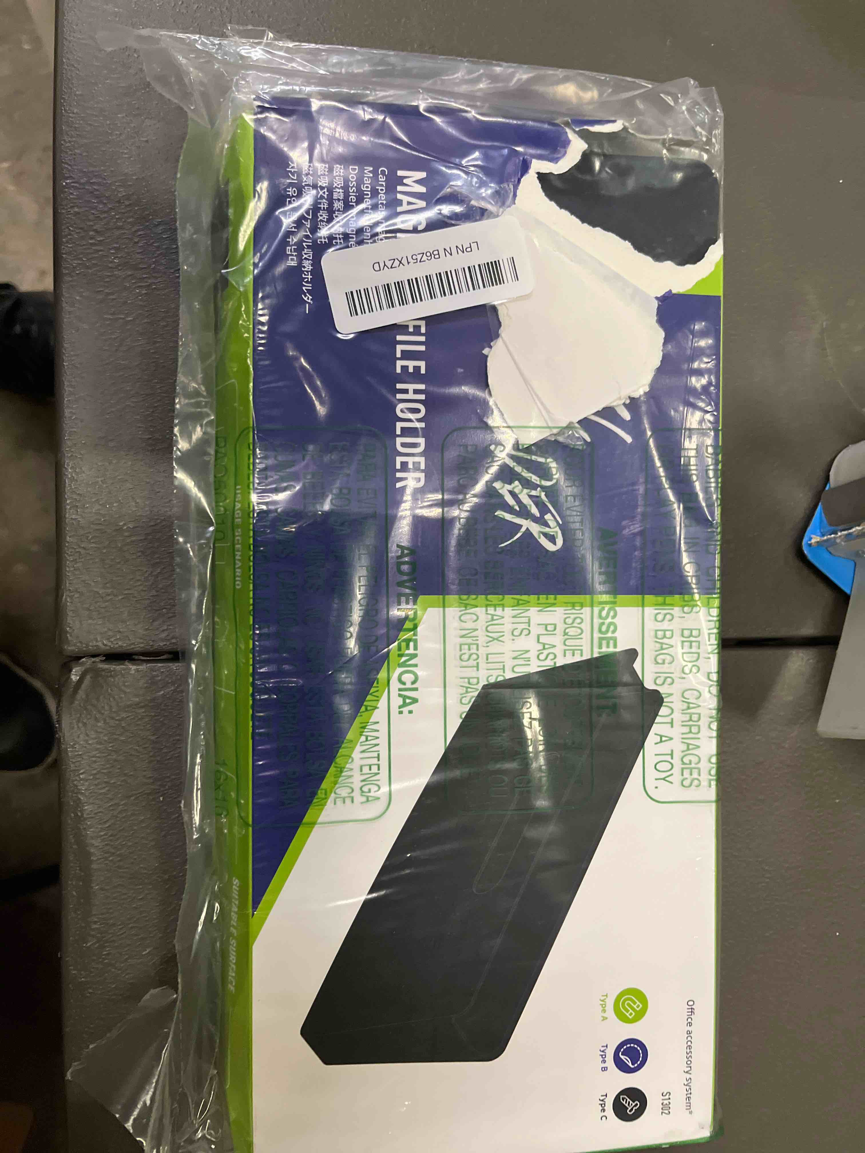 Condition photo showing Good Condition for loukin Magnetic File Holder - 13"×5.9" Vertical Wall Mount Organizer for Whiteboard, Refrigerator, Office Wall, Documents, Letters (Black)