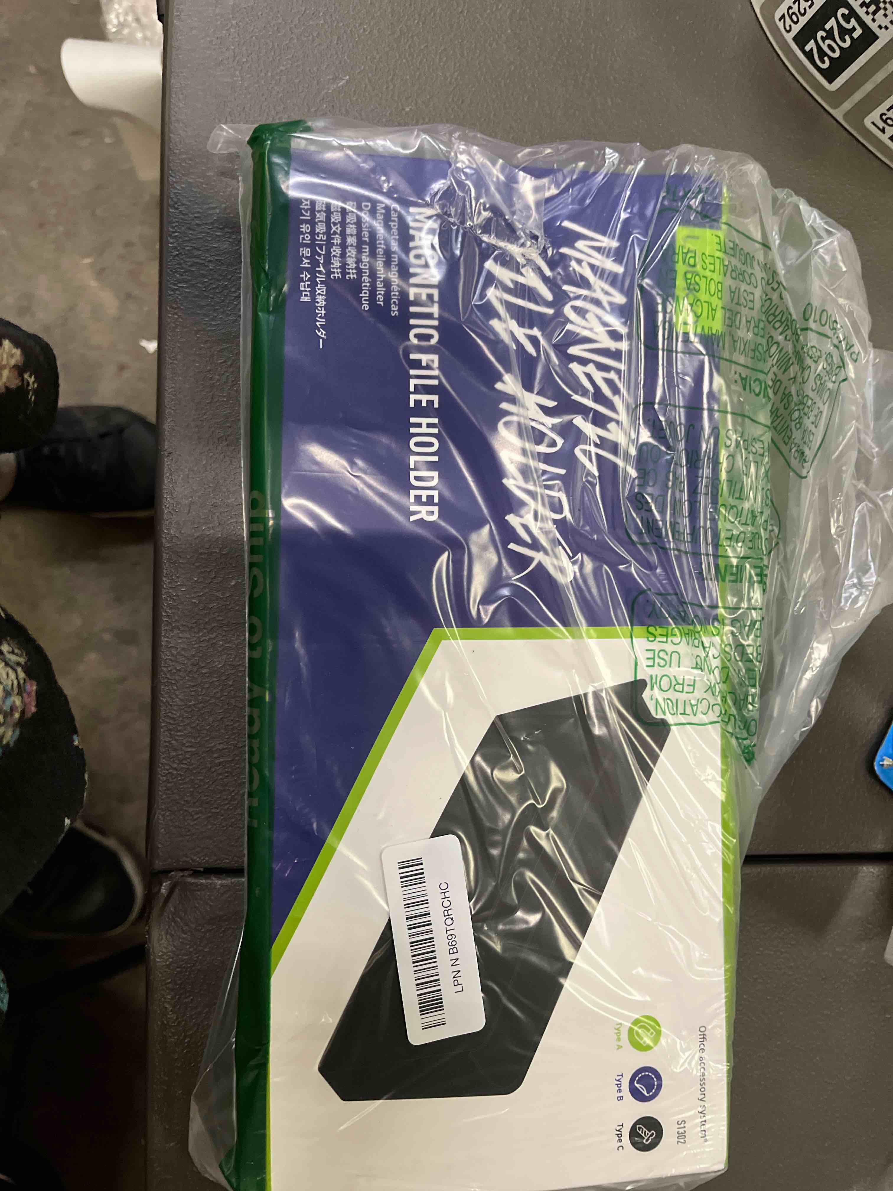 Condition photo showing Good Condition for loukin Magnetic File Holder - 13"×5.9" Vertical Wall Mount Organizer for Whiteboard, Refrigerator, Office Wall, Documents, Letters (Black)