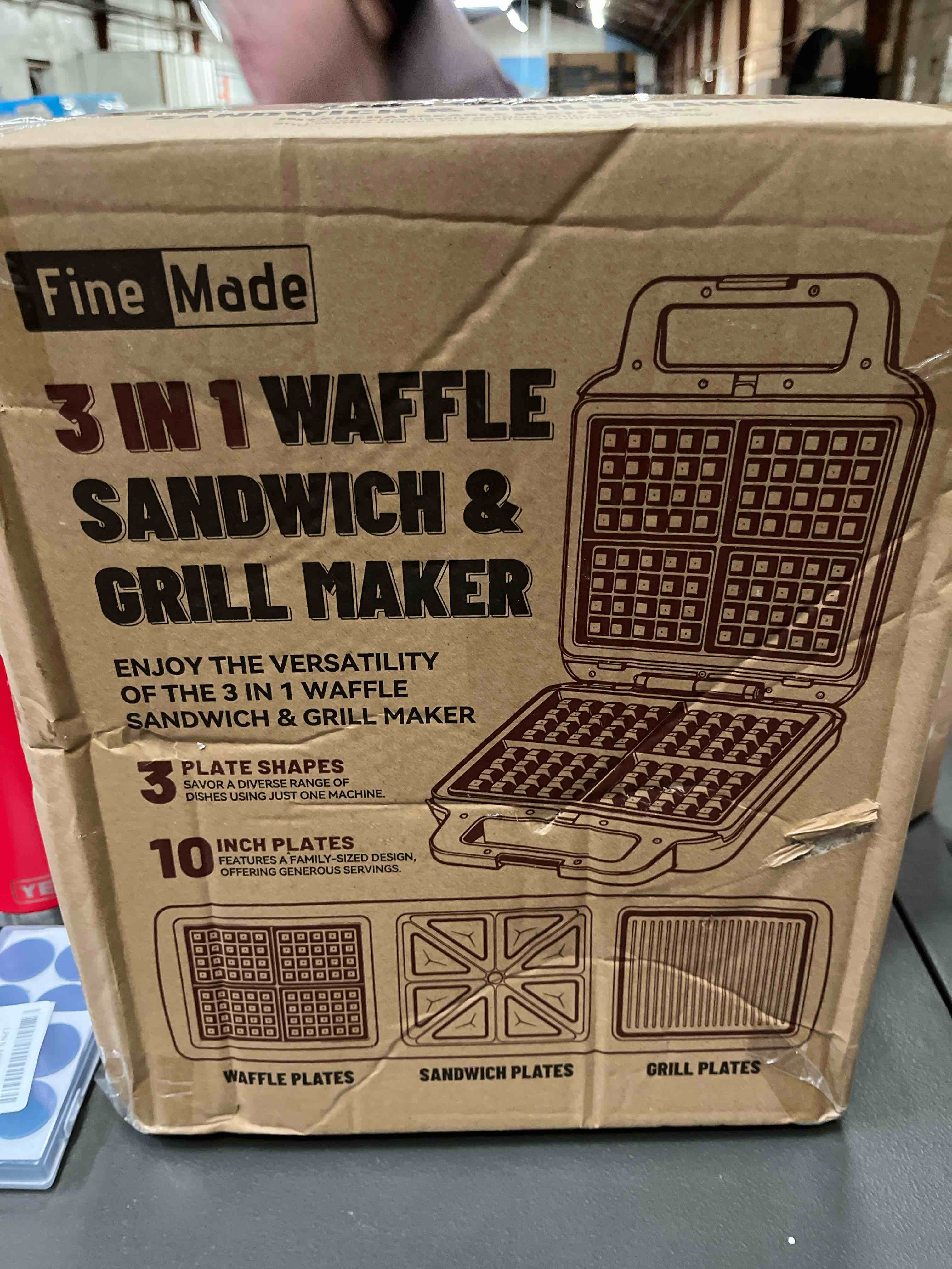 Condition photo showing Good Condition for Belgian Waffle Maker with Removable Plates, Waflera Electrica, Large Waffle Iron, 3 in 1 Panini Grill Press Breakfast Sandwich Maker, Electric Griddle, Grilled Cheese Maker, Breakfast Station Waffle Maker 3 in 1