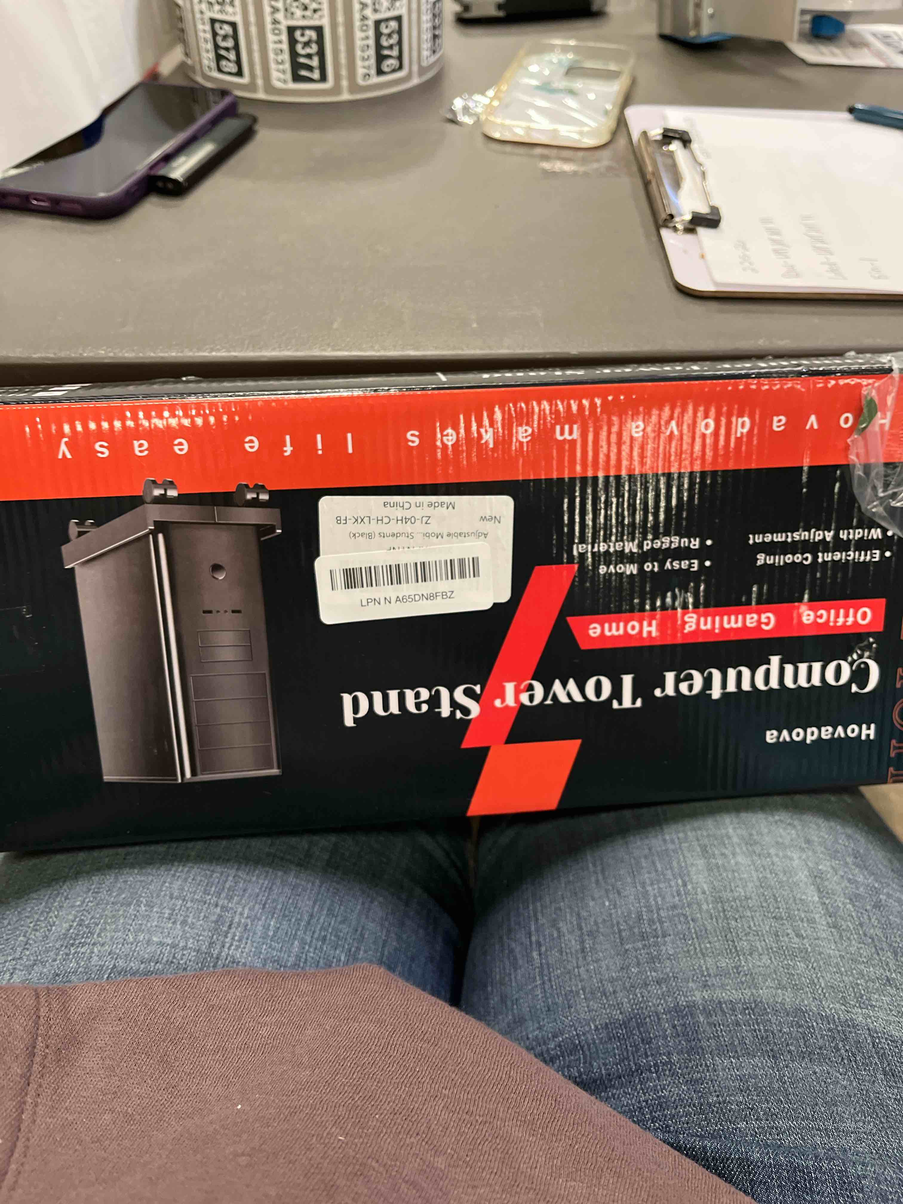 Condition photo showing Good Condition for Adjustable Mobile CPU Stand, Ventilated Computer Tower Stand with 4 Caster Wheels Fits Most PC Tower, Under Desk CPU Holder PC Floor Cart Computer Riser for Students and Gamers (Black) Regular Black