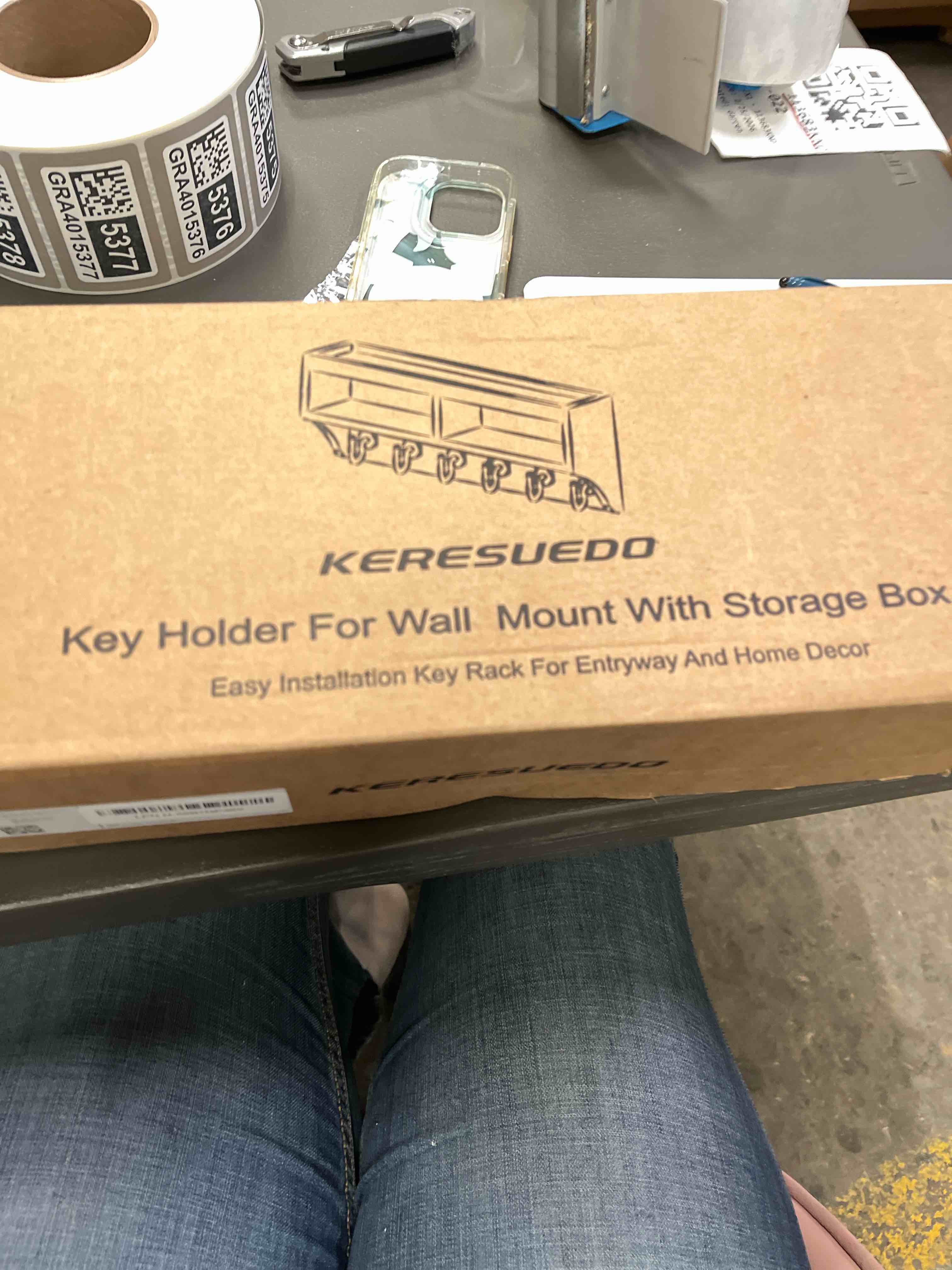 Condition photo showing Good Condition for Key Holder Wall Mount - Mail Organizer Wall Mount with 6 Key Hooks and Storage Box for Sunglasses Storage and Dog Leash Holder Home Decor Rack Apartment Farmhouse Shelf Entryway Organizer (Black)