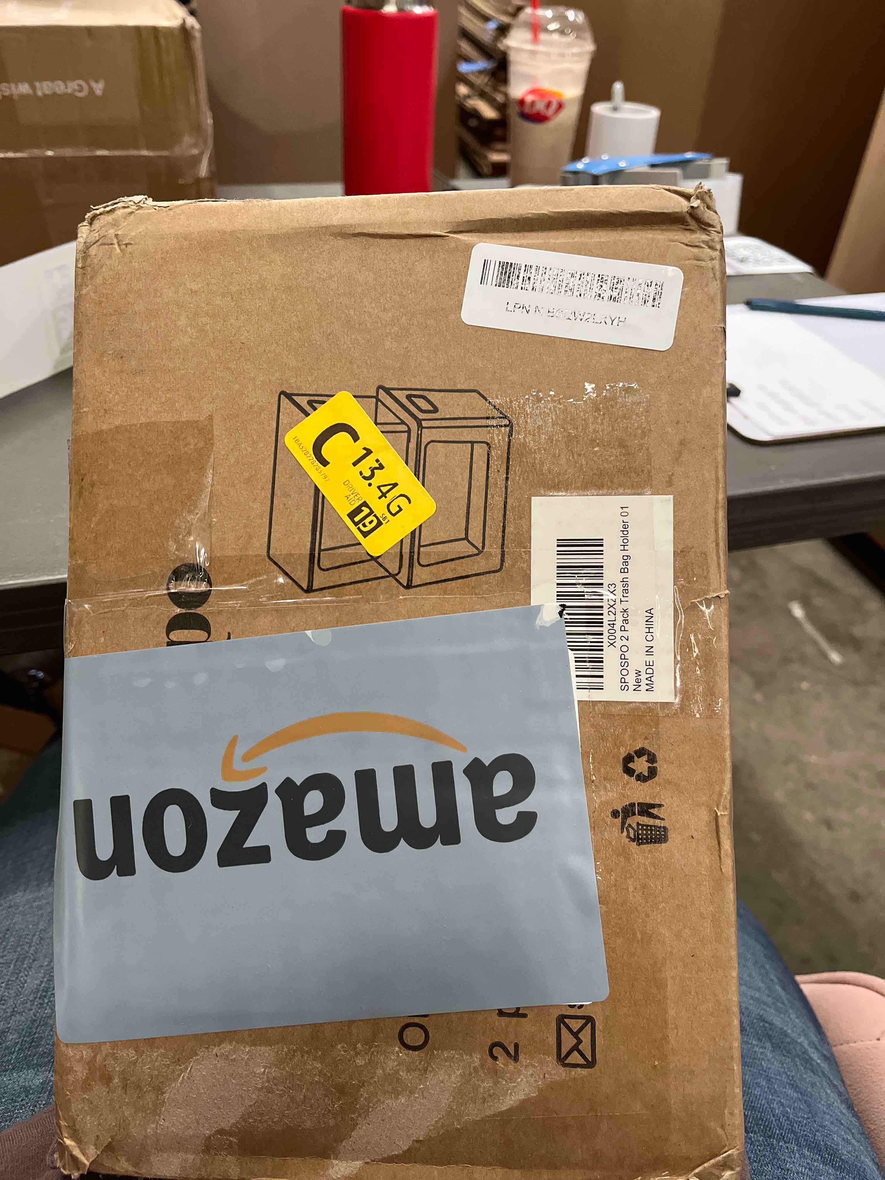 Condition photo showing Good Condition for 2 Pack Trash Bag Holder with Bamboo Lid, Stackable Trashbag Dispenser, Extra Large Garbage Bag Holder for Kitchen Laundry Room Under Sink Organization and Storage