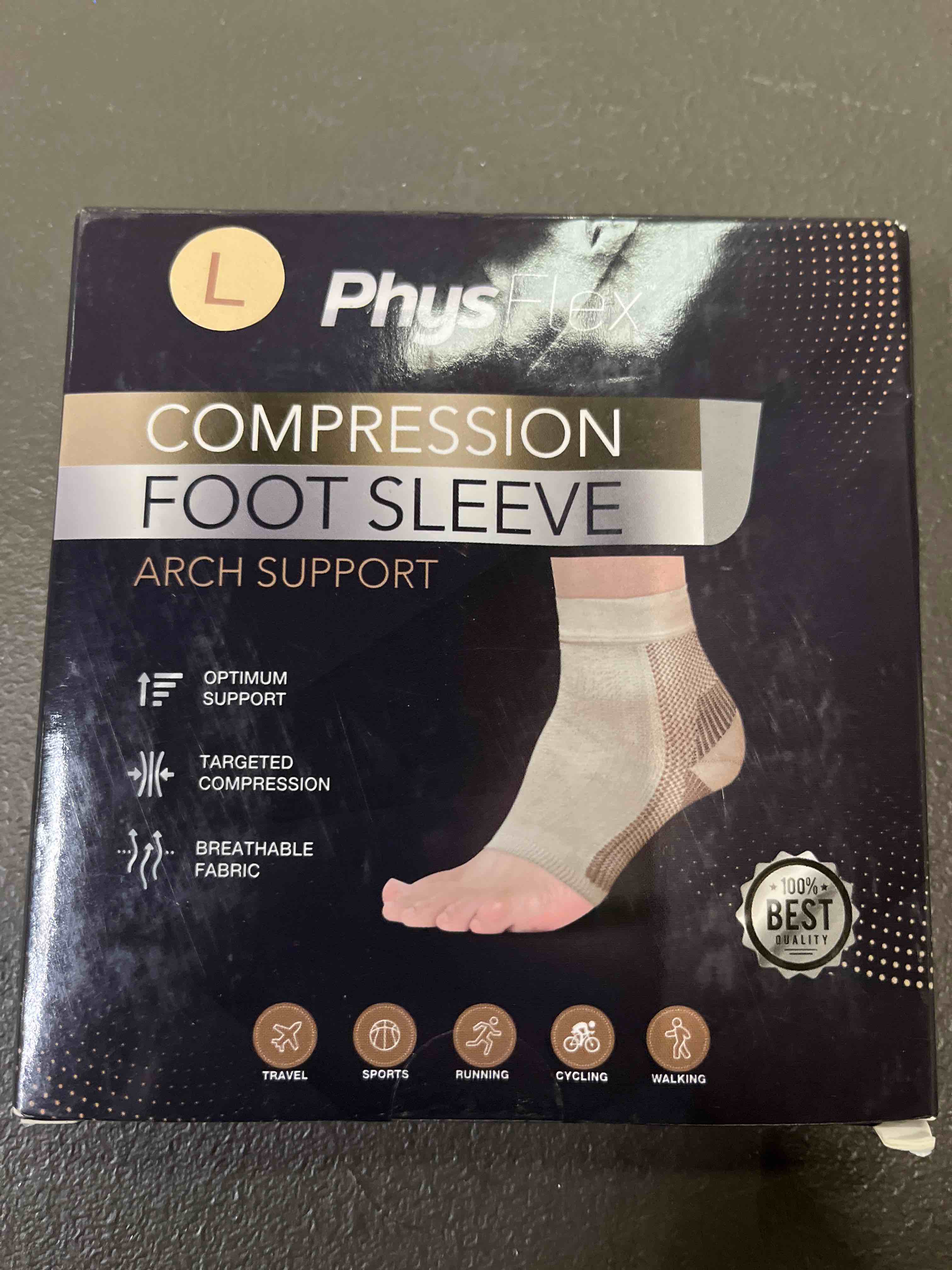 Condition photo showing Good Condition for Compression Socks 20-30mmHg for Plantar Fasciitis, Achilles Tendonitis Relief - Ankle Compression Sleeve for Heel Spurs, Foot Swelling & Fatigue - Arch Support Brace for Everyday Use (1 Pair) Beige Large