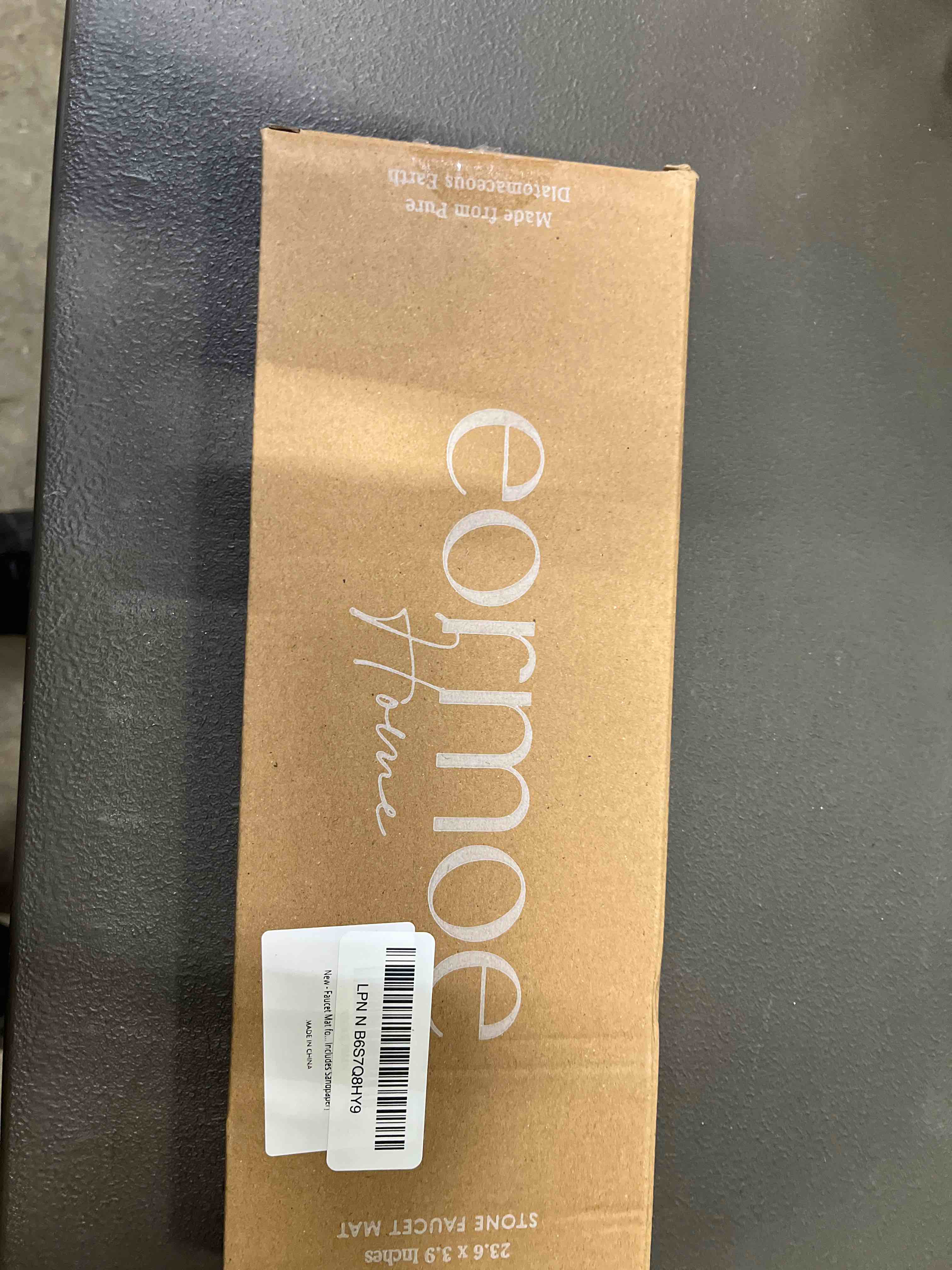 Condition photo showing Good Condition for Faucet Mat for Kitchen Sink – Diatomite Drying Stone Mat & Sink Protector, Prevent Moisture – Sink Splash Guard Water-Absorbing Stone Tray for Bathroom Counter [Light Grey,23.6" x 3.9"] Light Grey 23.6" x 3.9"