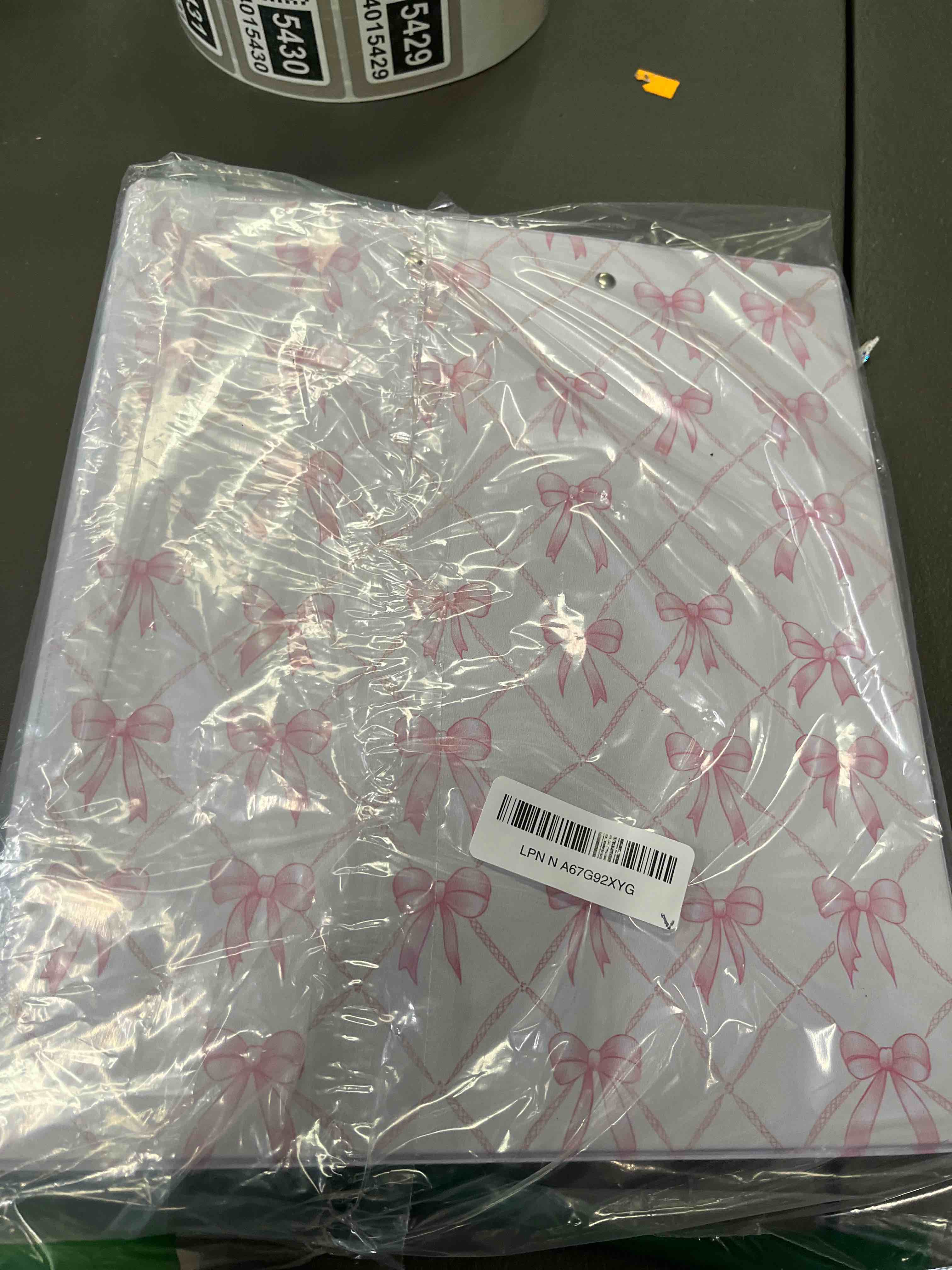 Pink Bow Rhombus Plaid 3 Ring Binder 1.5 Inch 1 Pack with 200 Sheet for Kids School Supplies Women M