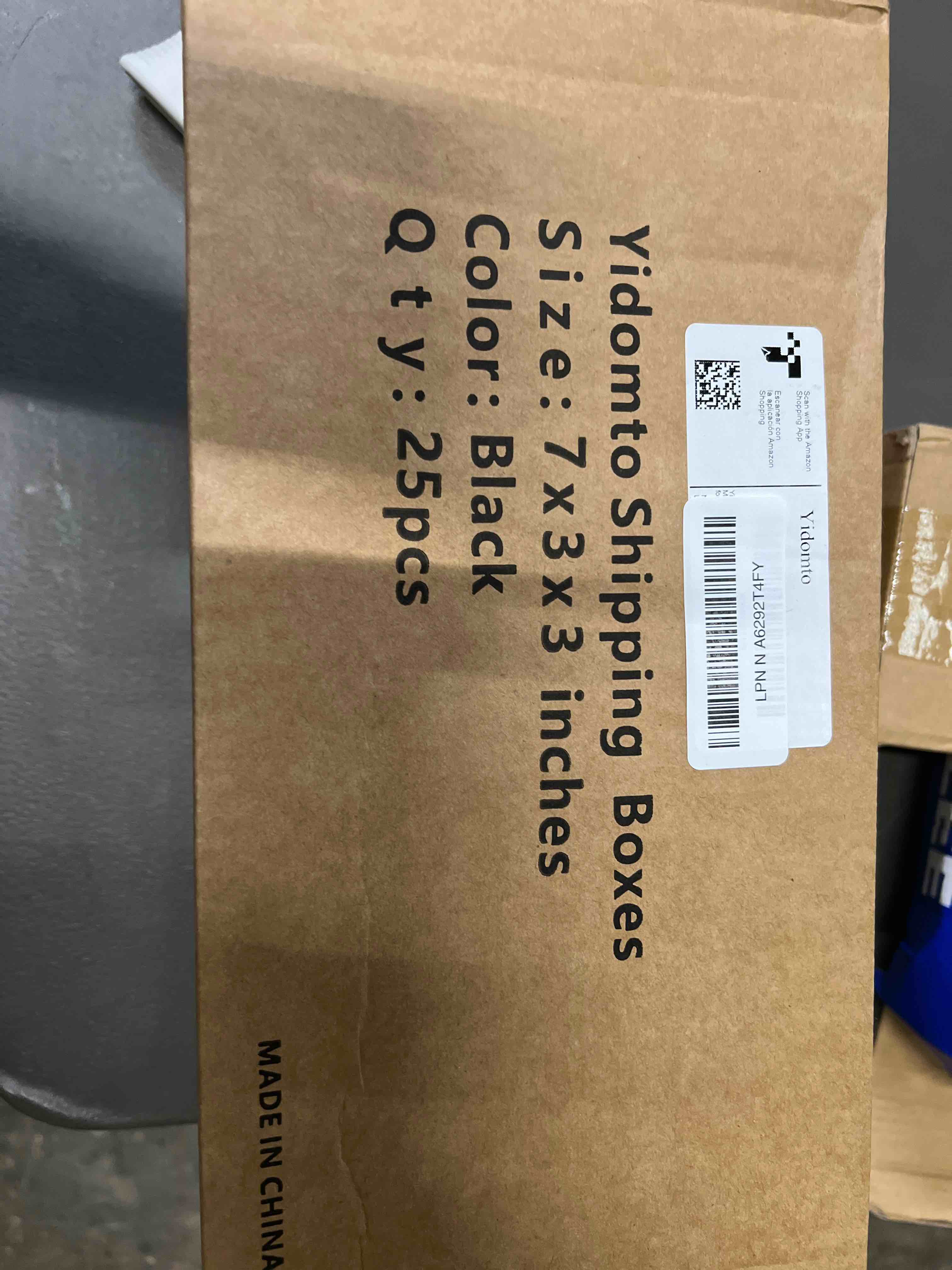 Yidomto 7x3x3 Black Shipping Boxes Small - 25 Pack Corrugated Cardboard Mailer Boxes for Packaging, 