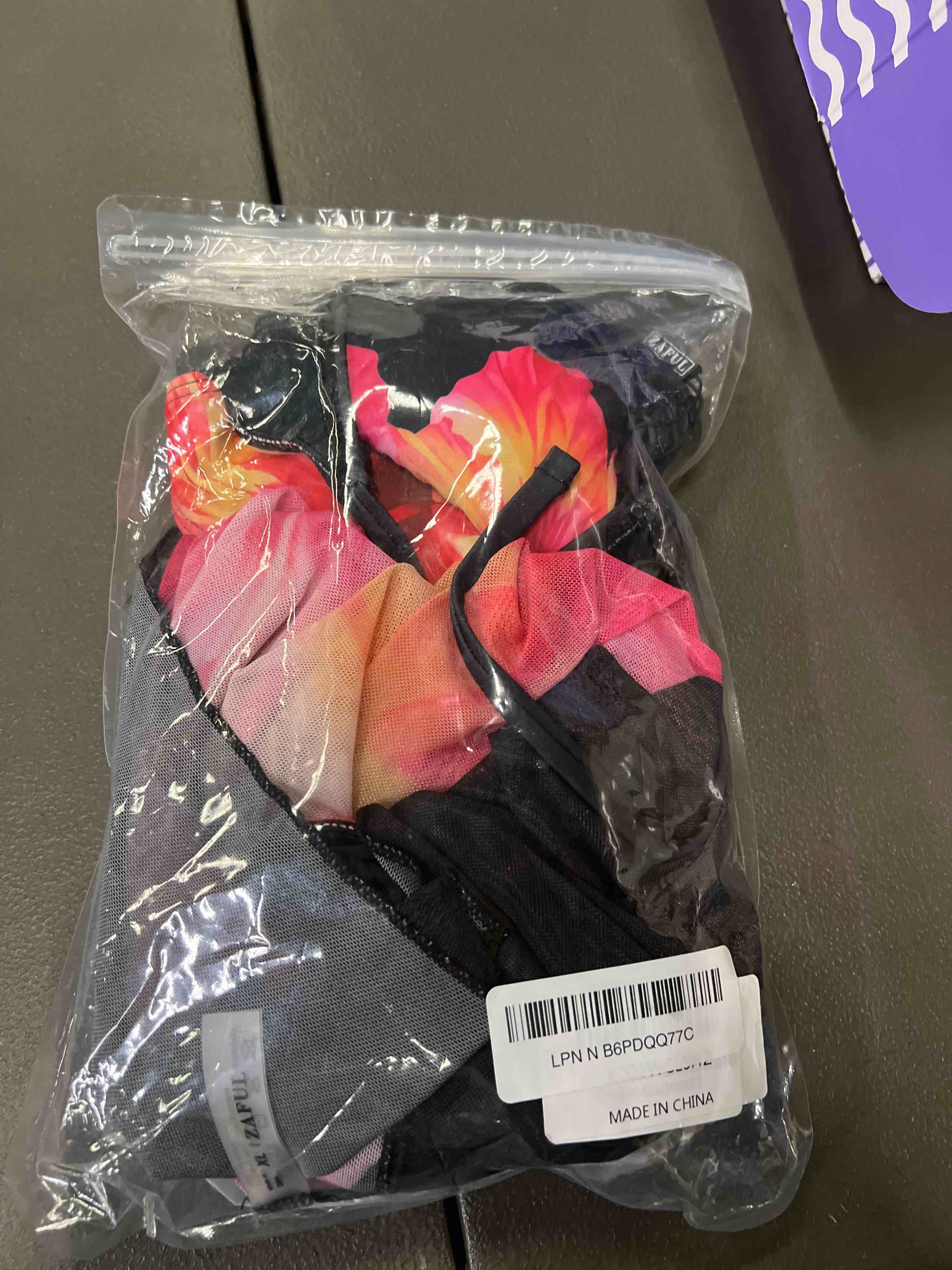 Condition photo showing Good Condition for ZAFUL Women's 3 Piece Swimsuit Floral Halter Triangle String Bikini Tie Side Bottom with Boho Cover Up Skirt 10-black X-Large