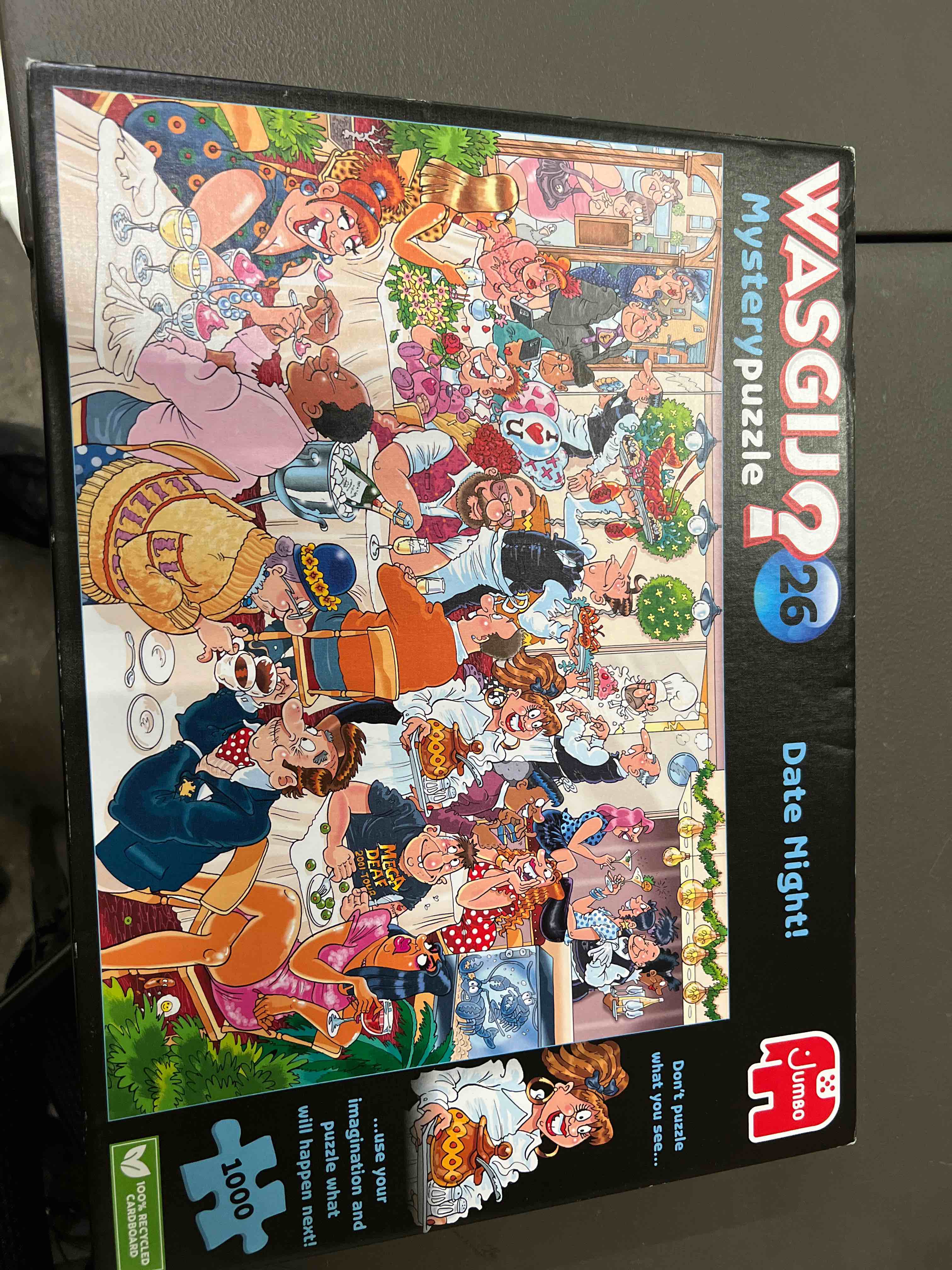 Condition photo showing Good Condition for Wasgij Mystery 26, Date Night! - 1000 Piece Jigsaw Puzzles for Adults - Fun Challenging & Brainteasing Adults Jigsaw Puzzle - Puzzle What Happens Next - 100% Recycled Cardboard - 1000pcs - Jumbo