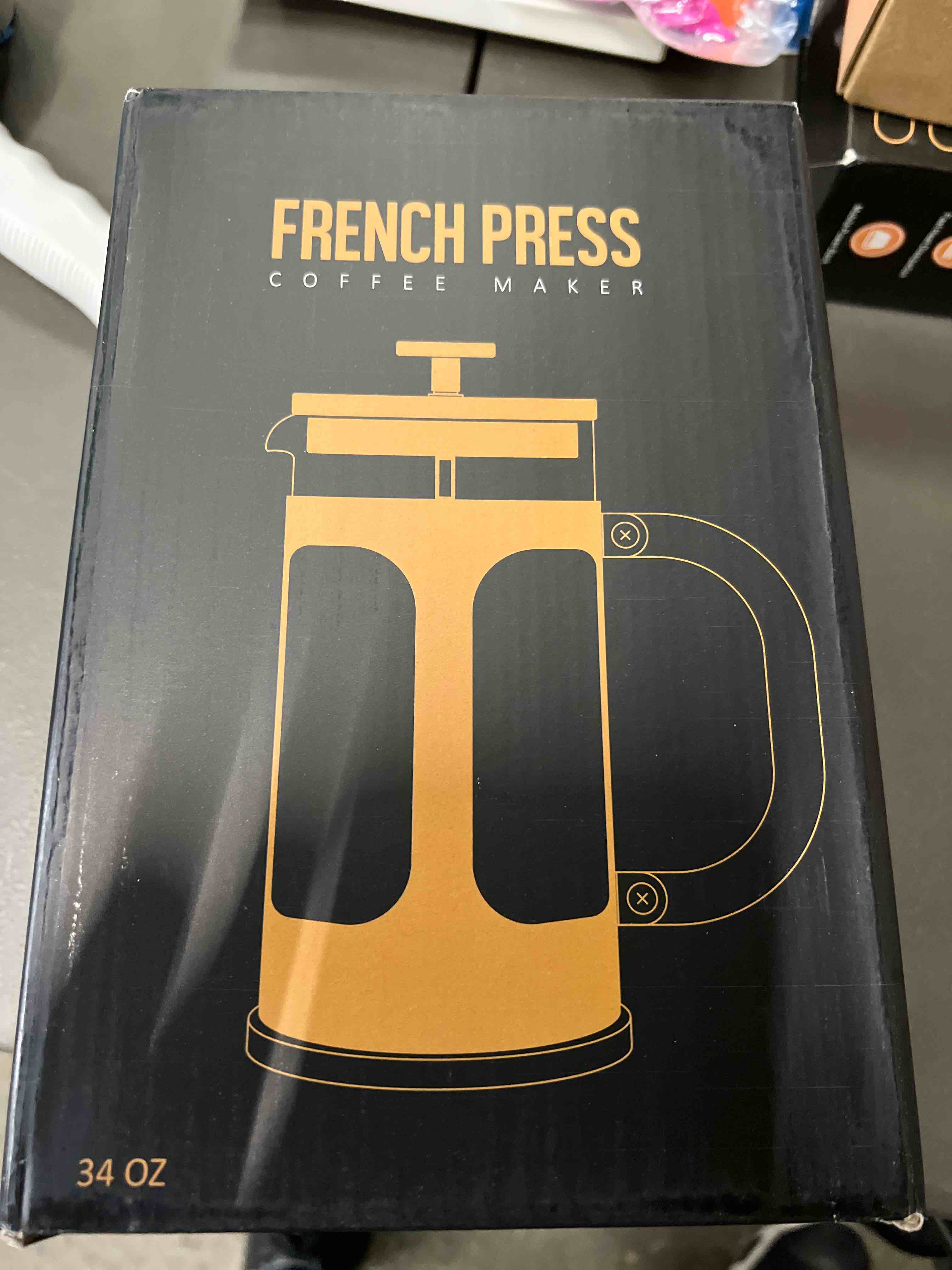 Condition photo showing Good Condition for Veken French Press Coffee Maker 34oz, No Plastic Touching Cafe,Thickened Glass Stainless Steel Brewer, Cold Brew Cafetera Tea pot for Kitchen Travel Camping, Gifts, Decor, Bar Accessories, Dark Pewter Dark Pewter 34oz-No Plastic Touches Coffee