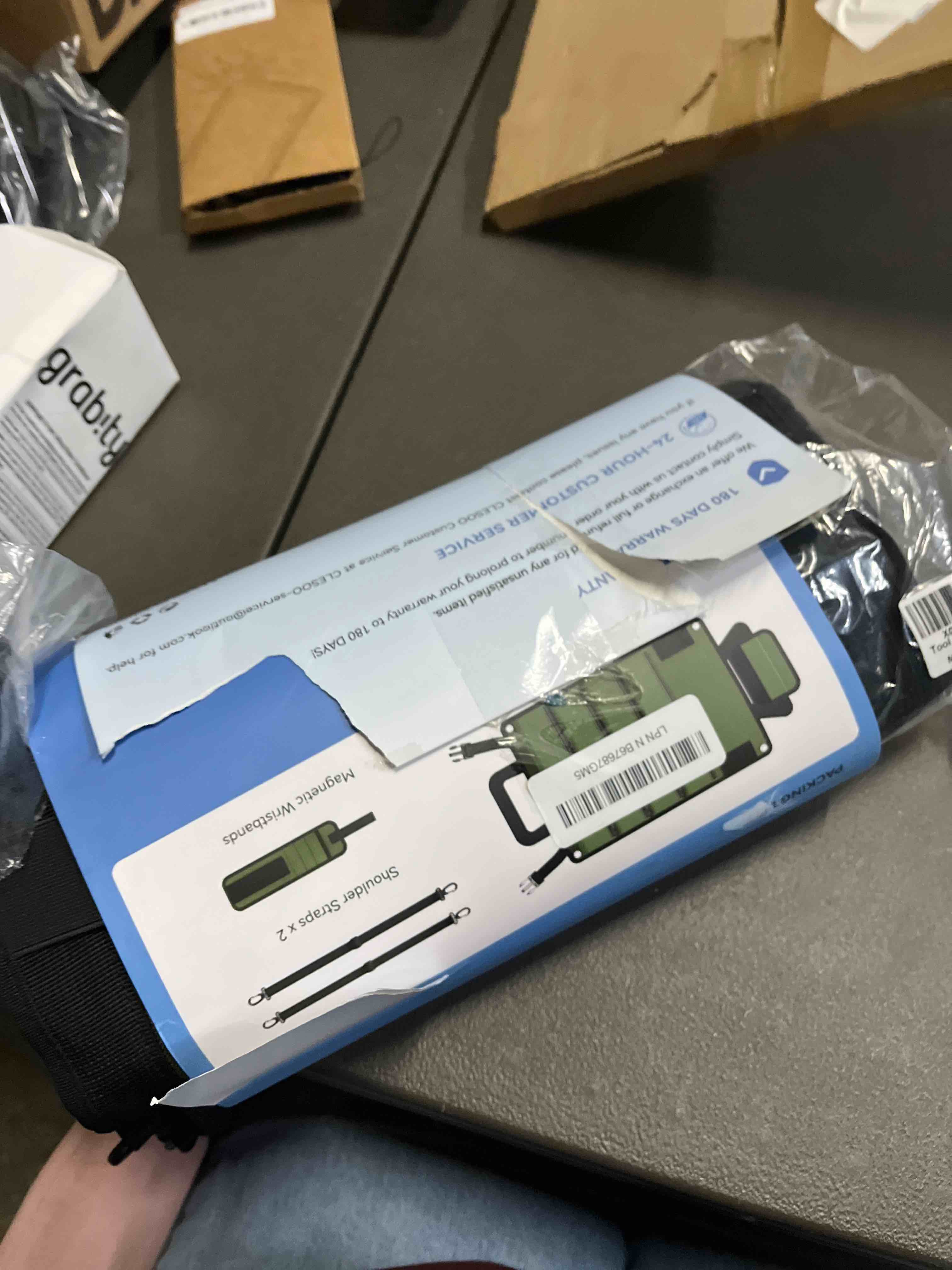 Condition photo showing Good Condition for Roll Up Tool Bag Organizer 10 Pocket Tool Roll Heavy Duty Electrician Tool Bag for Men Dad Handyman Magnetic Wristband Mechanic Tool Storage Bag Rollup Pouch Car Tool Carrier Plumber Gadget Bag Green