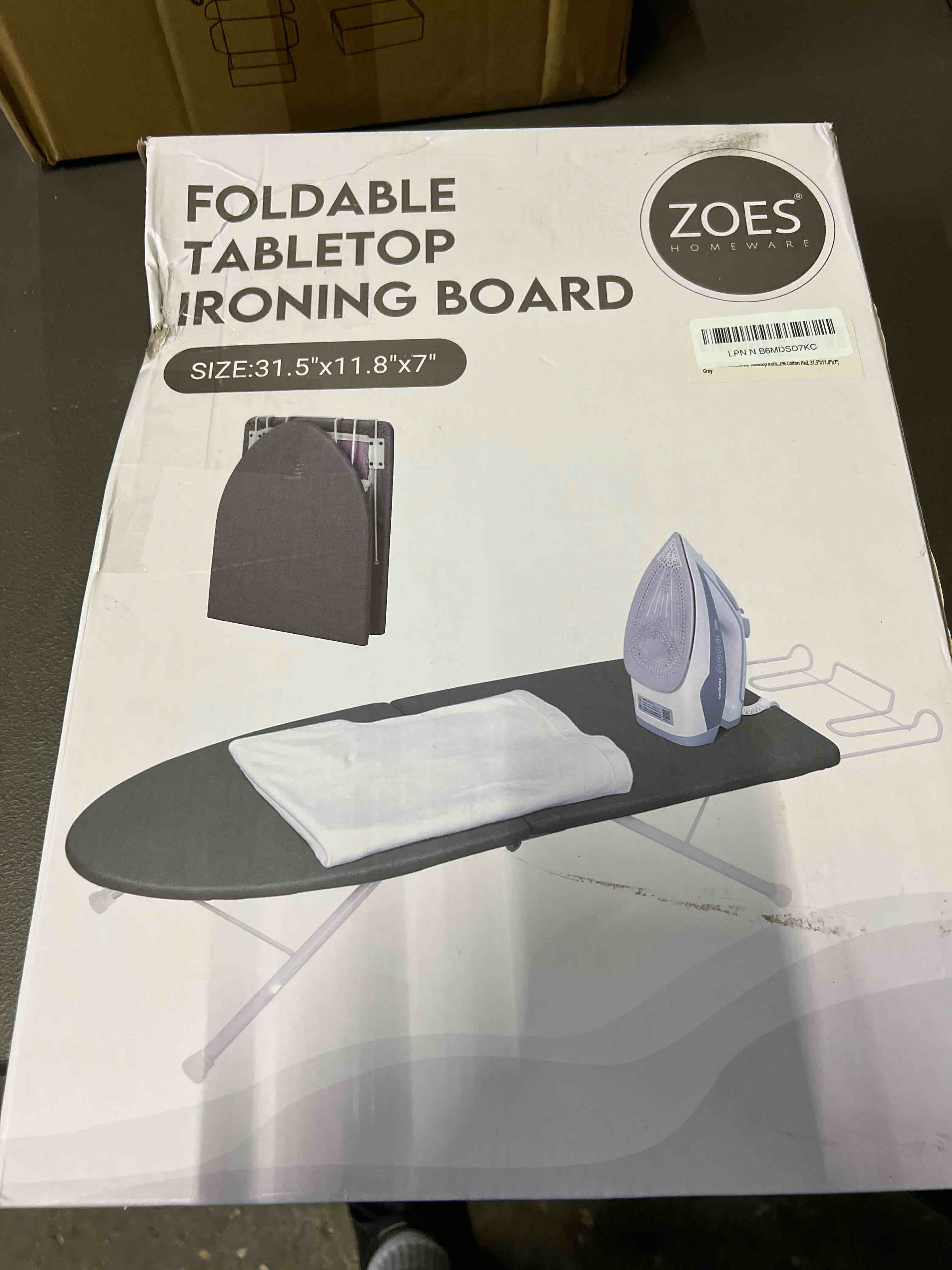Condition photo showing Good Condition for Tabletop Ironing Board,Portable Iron Board with Iron Rest, Foldable Small Ironing Board with Heat Resistant Cover and 100% Cotton Pad, 31.5"x11.8"x7", Grey Gray