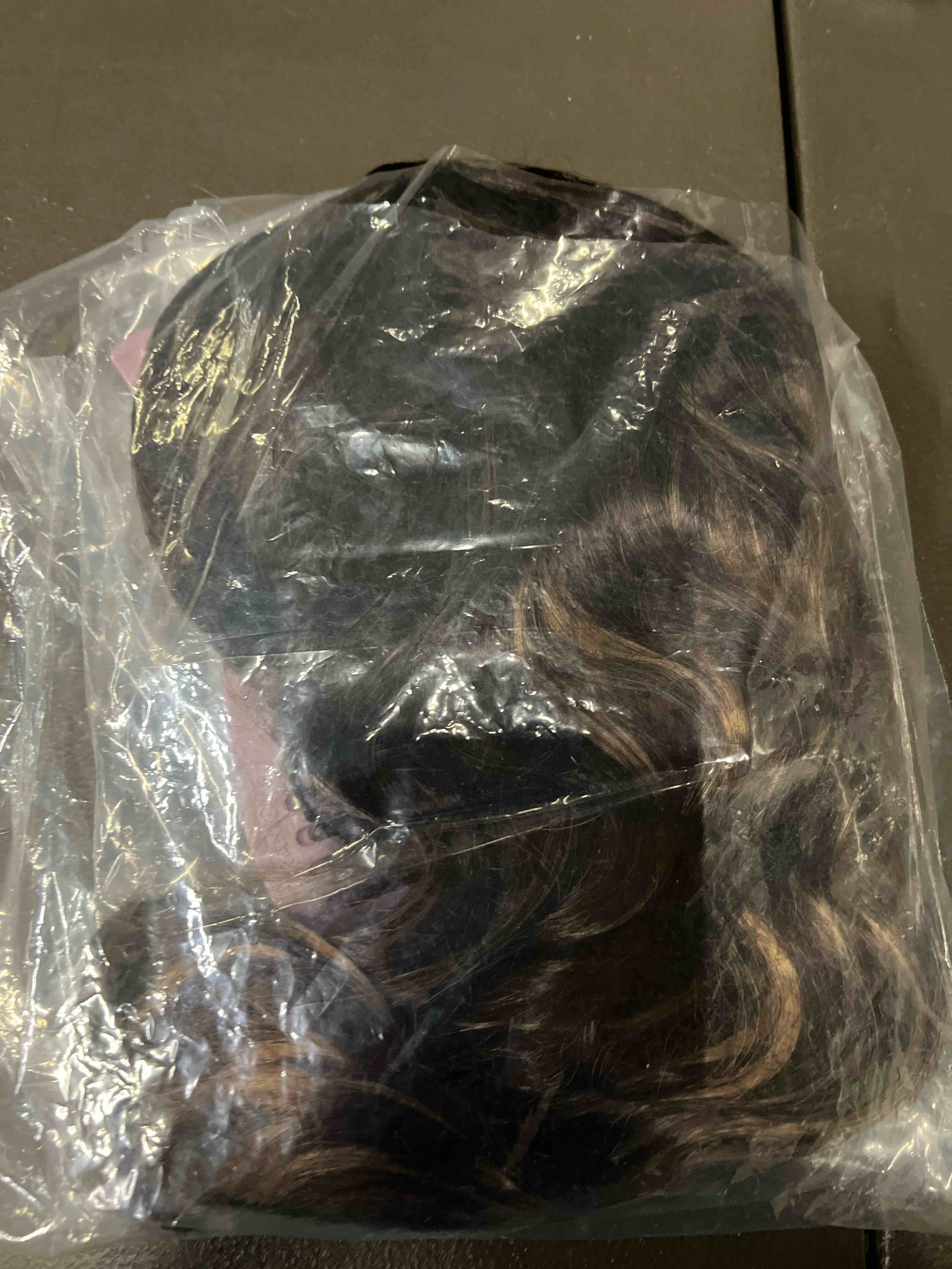 Condition photo showing Good Condition for Short Wavy Bob Wig with Bangs Black Mixed Brown Wigs Women Girls Shoulder Length Bob Curly Wigs Heat Resistant Synthetic Wig Daily Party Cosplay Wig Black/Brown Bob Curly Wavy