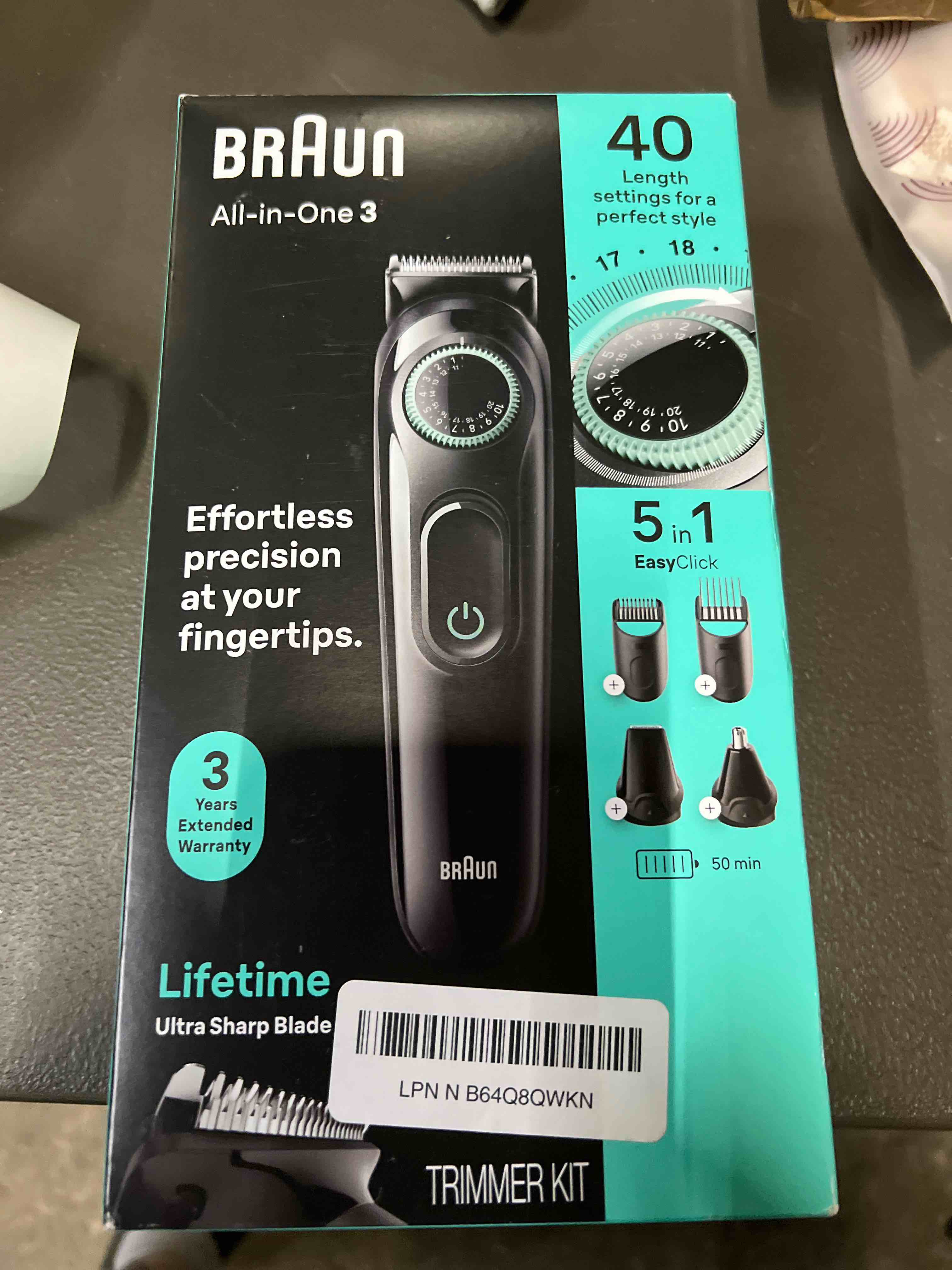 Condition photo showing Good Condition for Braun All-In-One Style Kit Series 3 3450, 5-in-1 Trimmer for Men with Beard Trimmer, Ear & Nose Trimmer, Hair Clippers & More, Ultra-Sharp Blade, 40 Length Settings and Washable