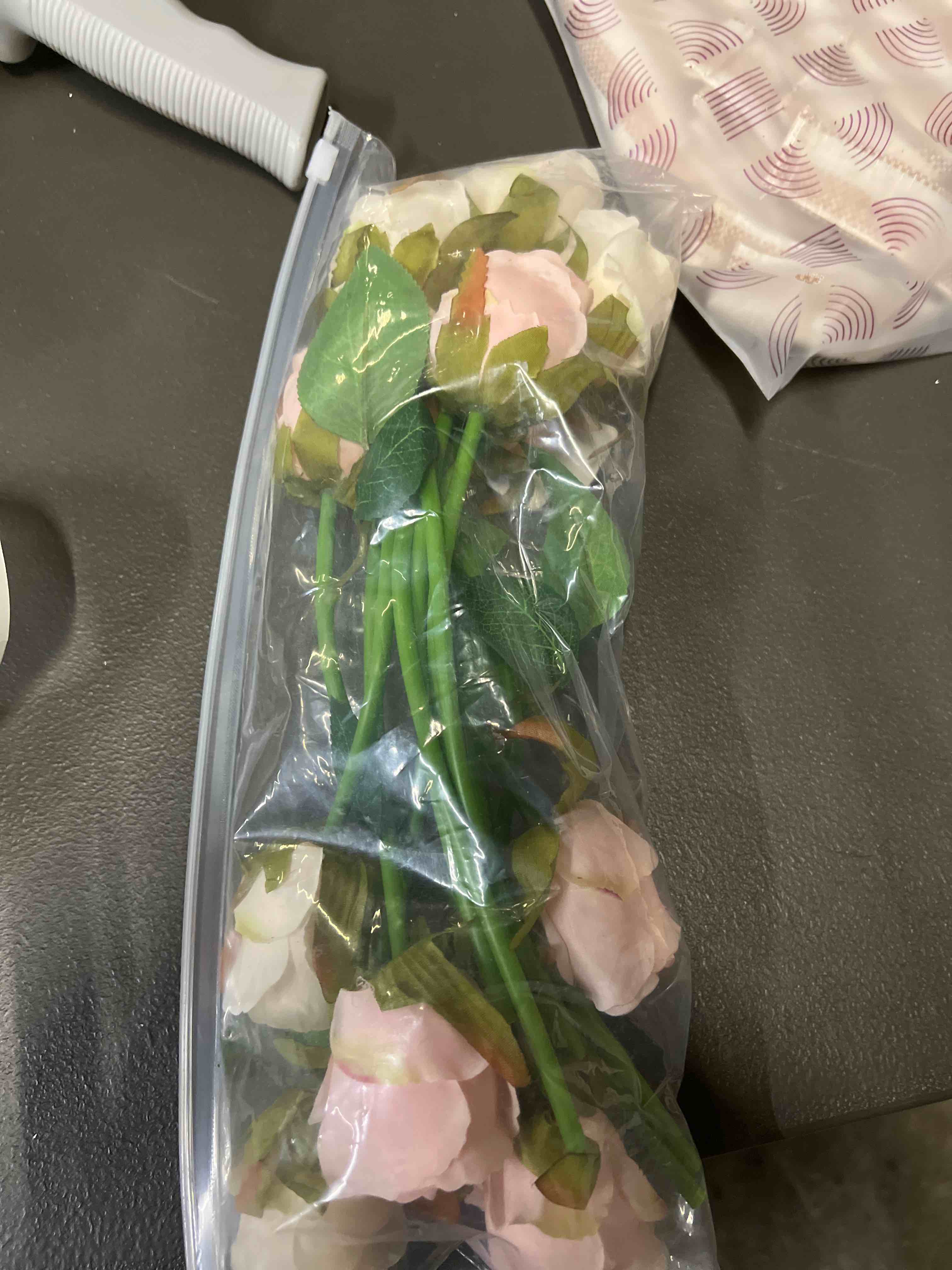 Condition photo showing Good Condition for Jasion Artificial Roses Flowers 12 Heads Arrangement Silk Bouquet for Home Office Parties Bridal and Wedding Decoration (Pink with Champagne)