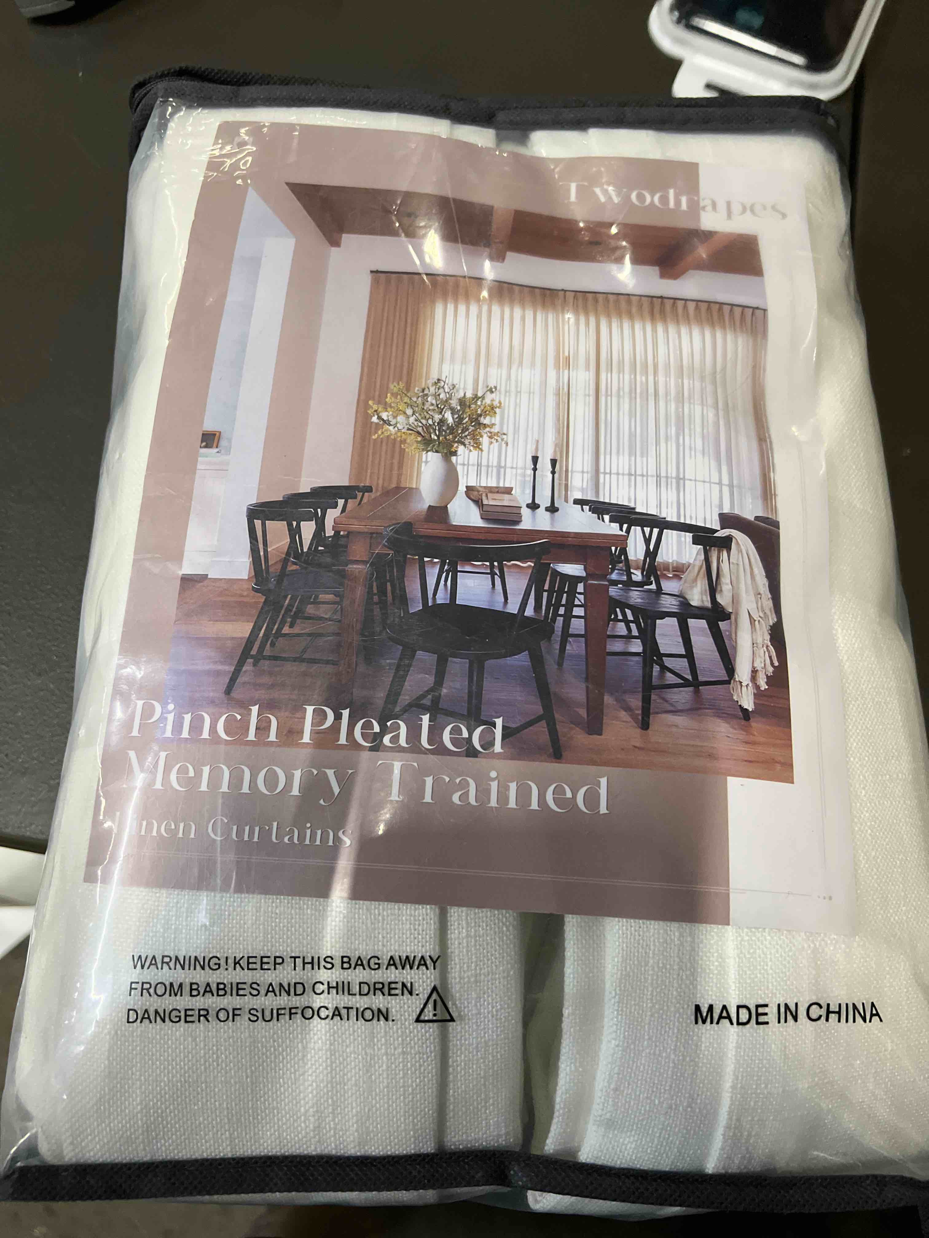 Condition photo showing Good Condition for Natural Pinch Pleated Linen Curtains 84 Inch Length 2 Panels for Living Room Bedroom Textured Cream Ivory Birch Semi Sheer Boho Neutral Back Tab Pinch Pleat Hooks Rings Window Curtain 84 Inches Long Natural 40"W x 84"L (Pack of 2)