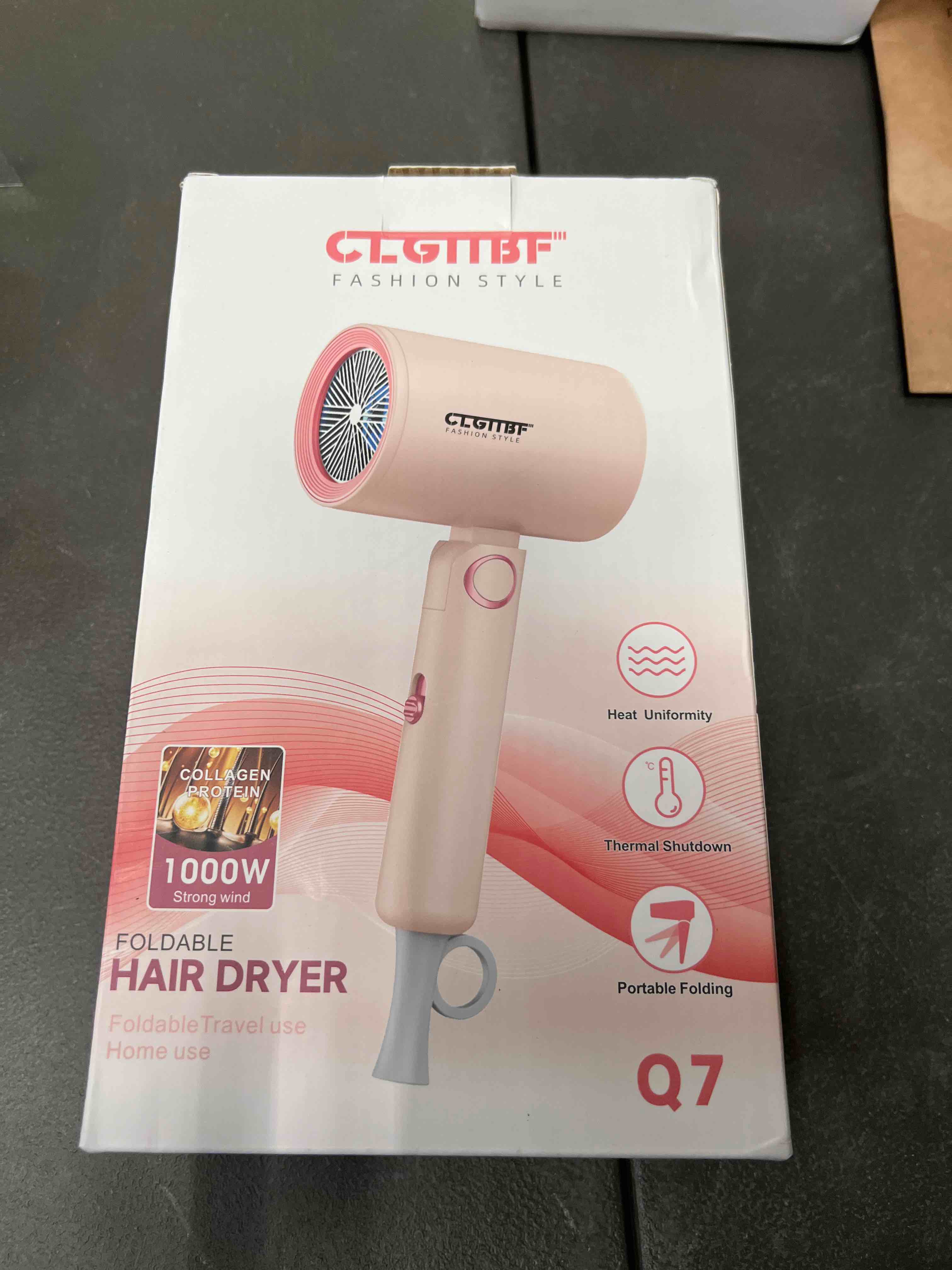 Condition photo showing Good Condition for portable hair blow dryer with nozzle, double blue light hair dryers for women, 1000w mini travel blow dryer?pink