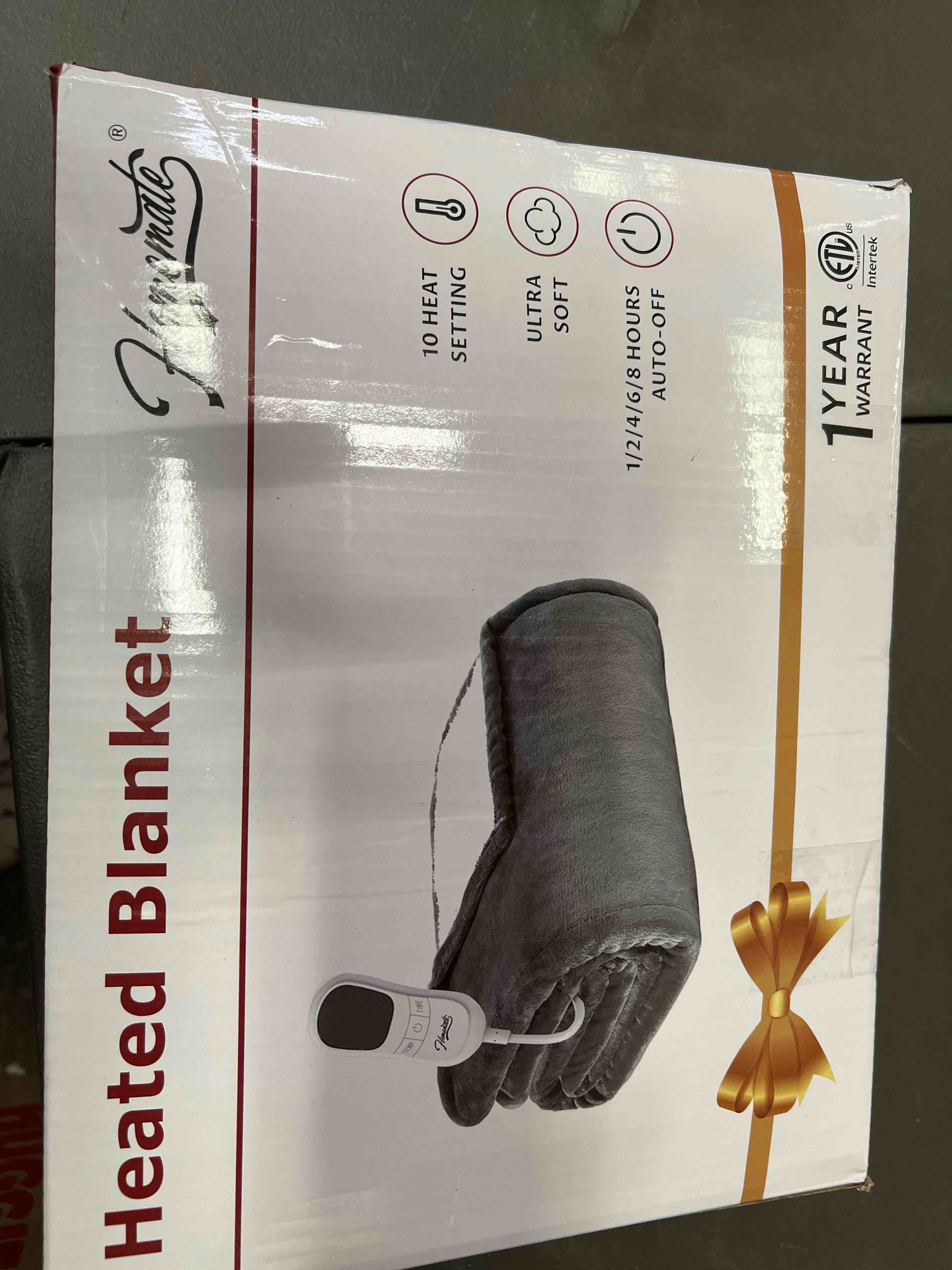 Condition photo showing Good Condition for homemate electric heated blanket twin - 62"x84" heating bed blankets throw with 10 heating levels 8 hours auto off fast heating over-heated protection ultra soft warm flannel etl certified grey grey twin 62"x84"