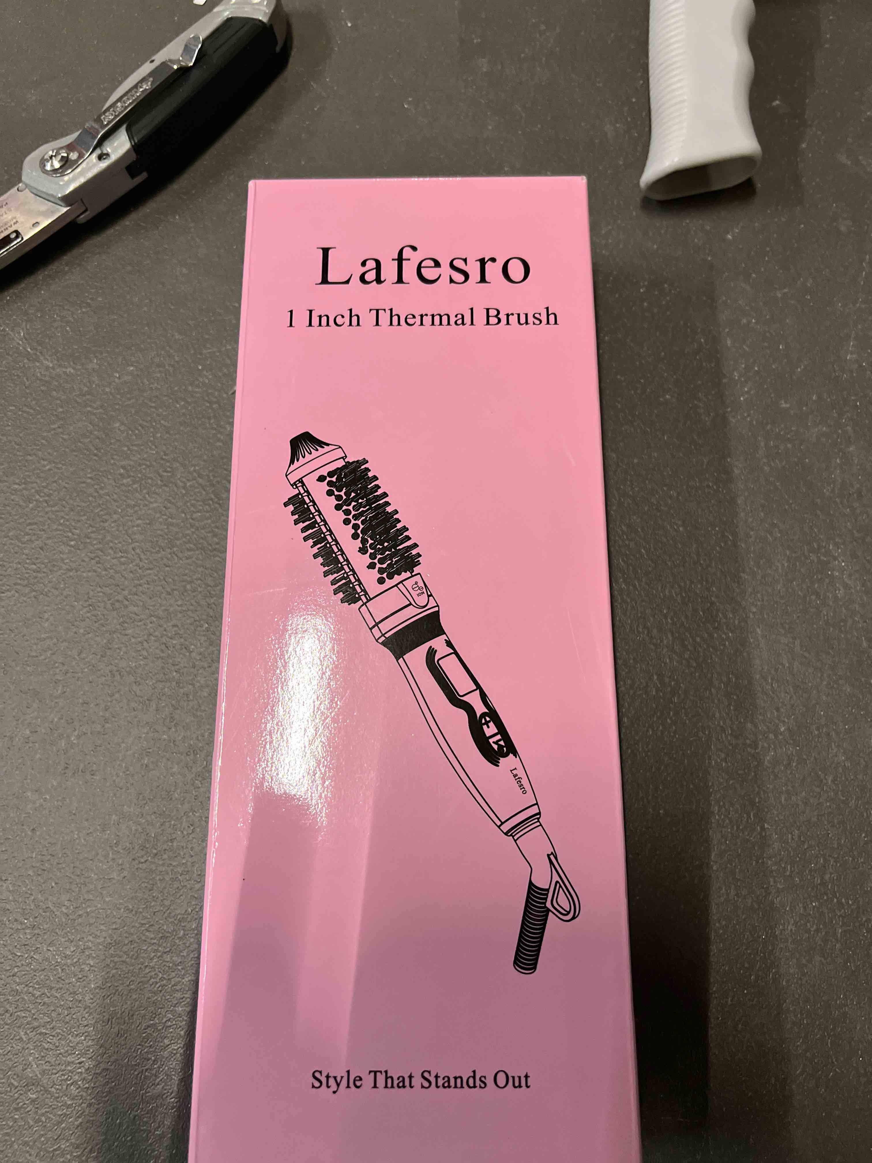 Condition photo showing Good Condition for thermal brush, mini & tiny 1 inch ionic curling brush for shiny hair, tourmaline ceramic ionic curling iron brush for short to medium hair, adjustable temperature, dual voltage, compact-size pink