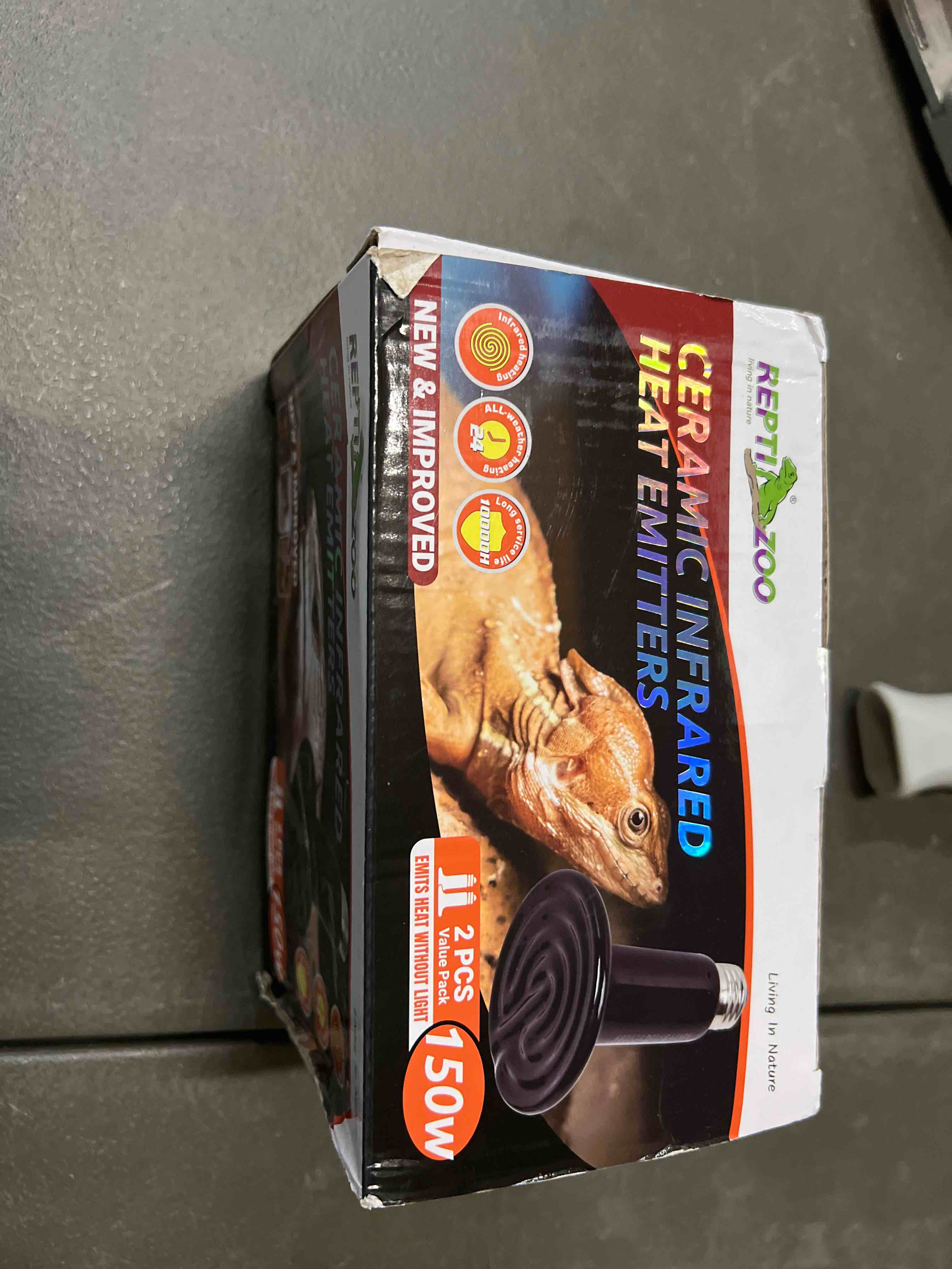 Condition photo showing Good Condition for repti zoo 150w reptile heat lamp 2pack ceramic heat emitter night heat lamp bulbs reptile terrarium heat lamp tank heat bulb for turtle bearded dragon gecko lizard snake chicken e26 150w/2pcs