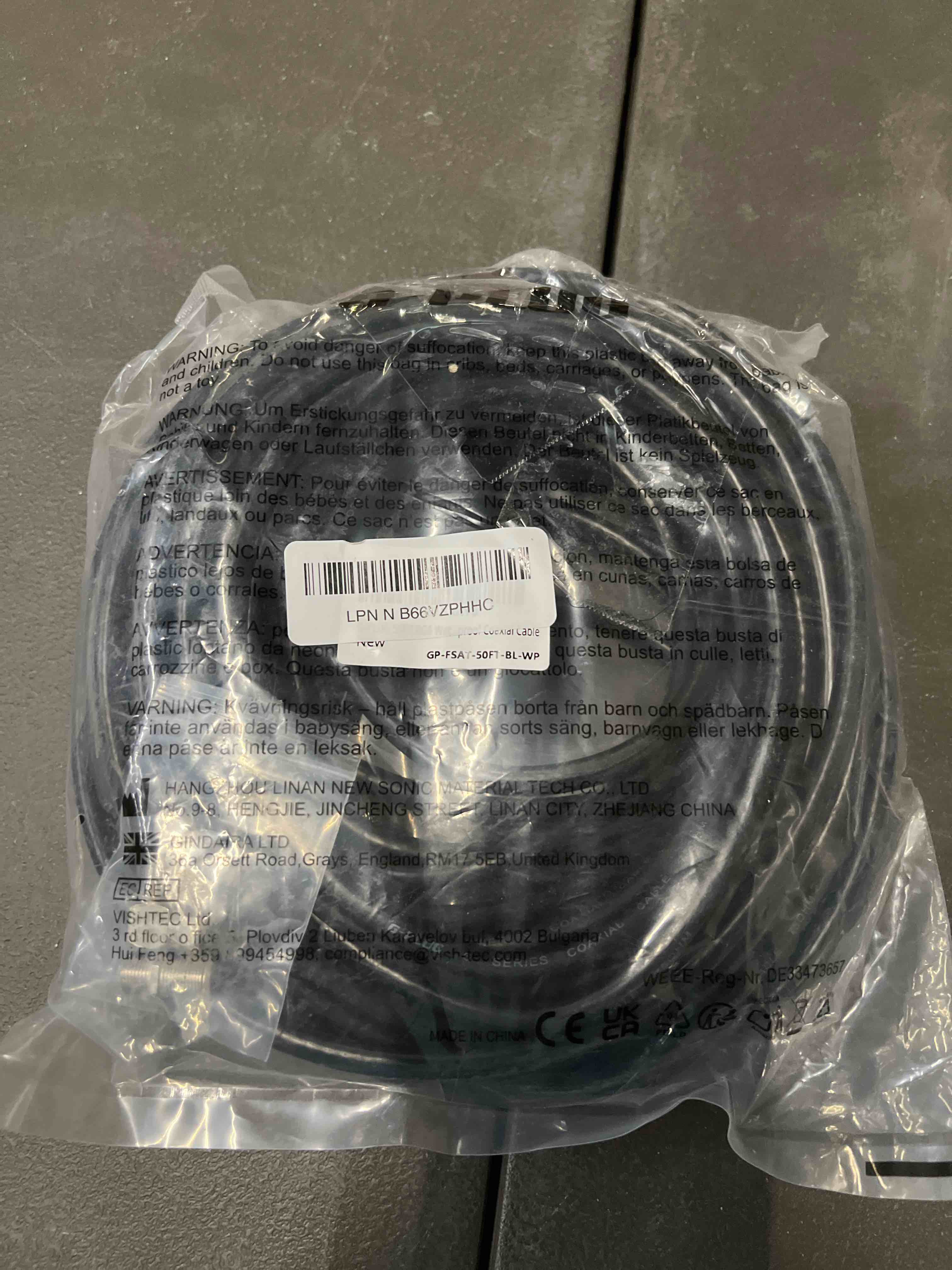 Condition photo showing Good Condition for g-plug rg6 coaxial cable 50ft – quad shielded, waterproof, 75 ohm with f-type connectors, high-performance for hdtv, satellite, internet, indoor/outdoor use 50ft waterproof