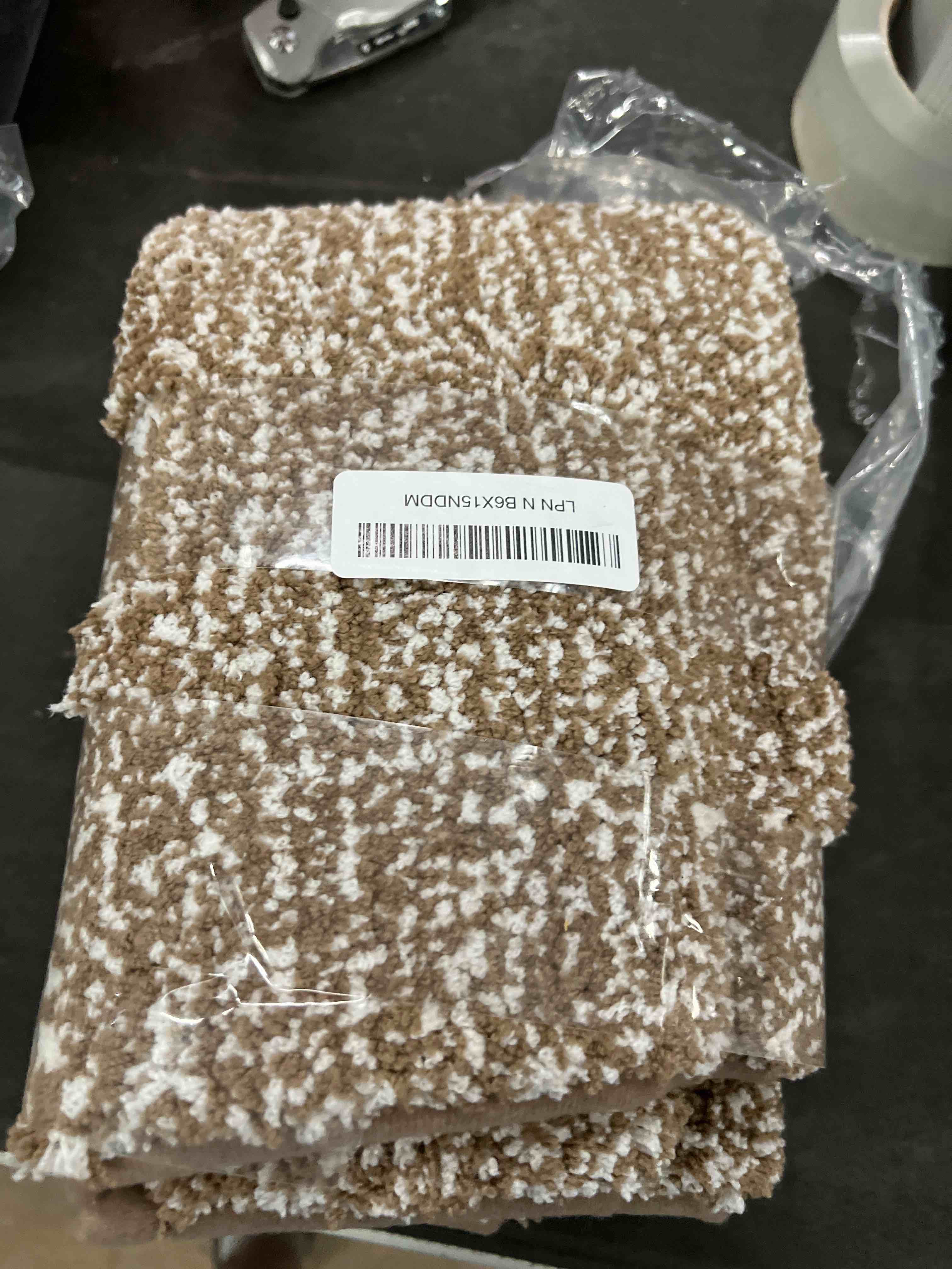 Condition photo showing Good Condition for (one only) yimobra toilet rugs u shaped washable, soft absorbent microfiber bathroom rugs, non slip quick drying shaggy bath mat,contour bathroom mats for toilet base, home essentials,24x20,brown and white 24" x 20" brown and white