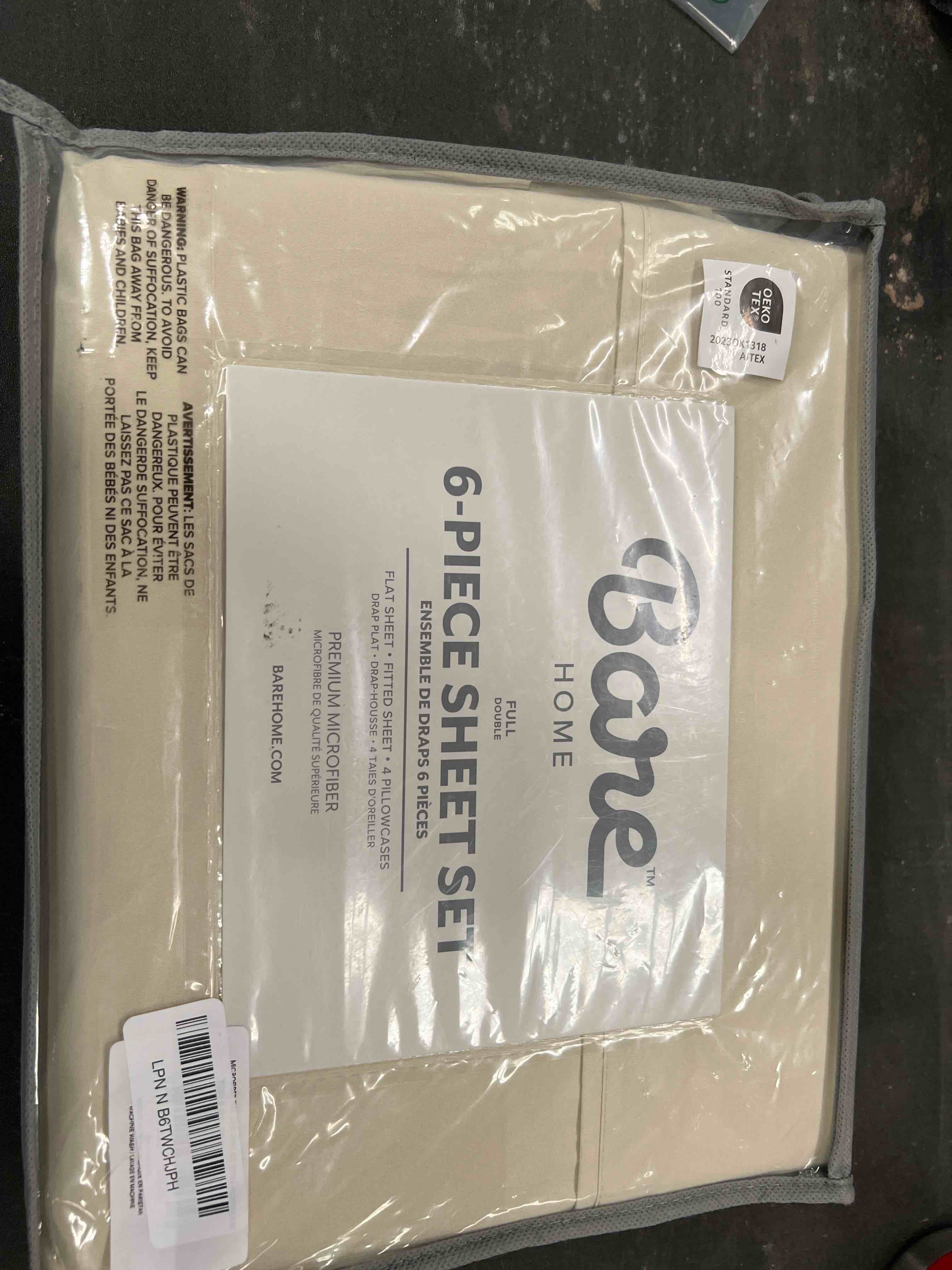 Condition photo showing Good Condition for bare home hotel luxury full sheet set, extra soft - 6 piece set - deep pockets - easy fit - cooling & breathable - wrinkle, fade, stain resistant - includes 4 pillowcases (full, sand) full 08 - sand