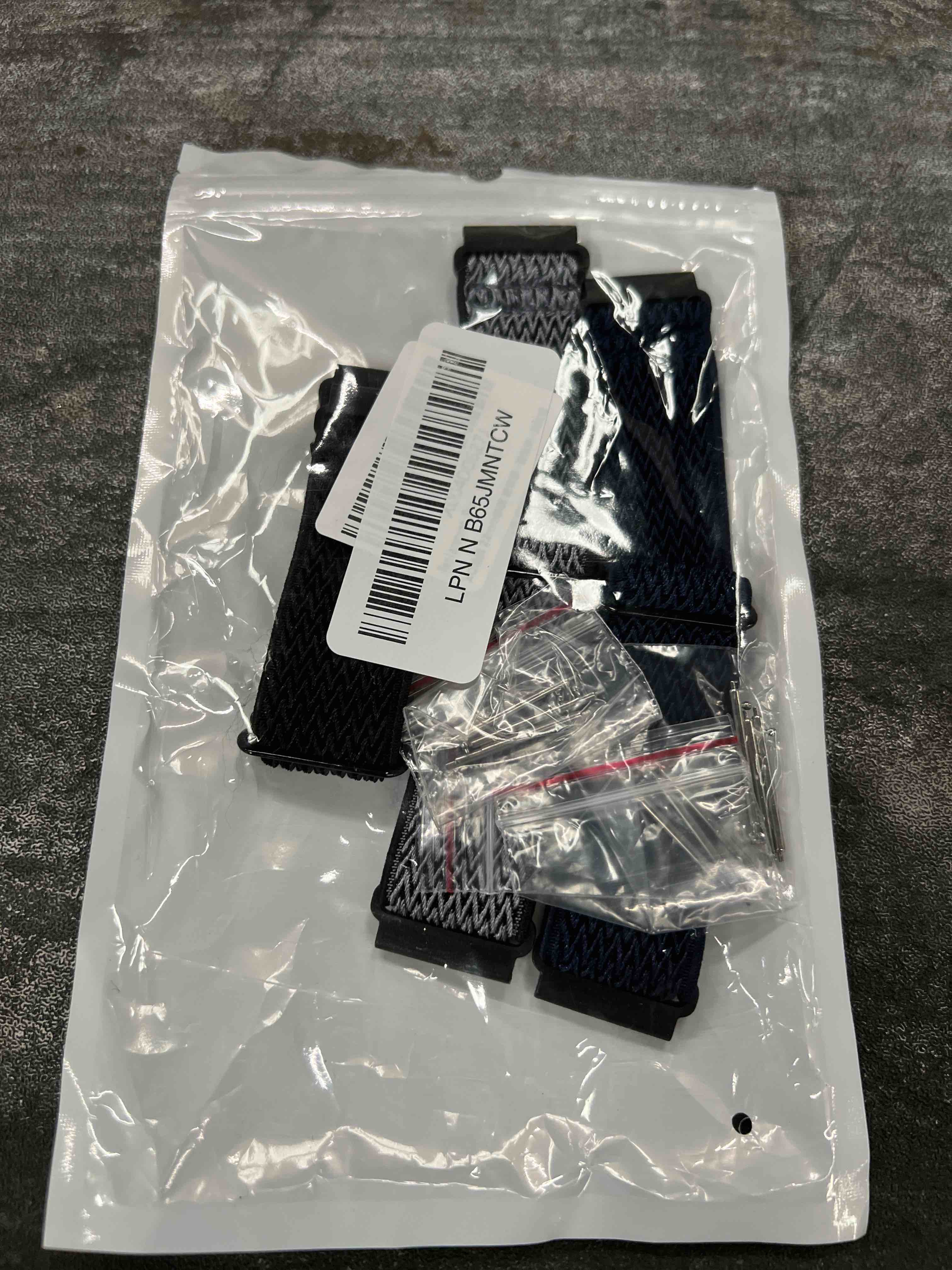 Condition photo showing Good Condition for quick release watch band - choice of width -18mm 19mm 20mm 22mm 24mm watch bands, solo loop adjustable elastic nylon watch straps replacement wristband for men women black+grey+blue 22mm