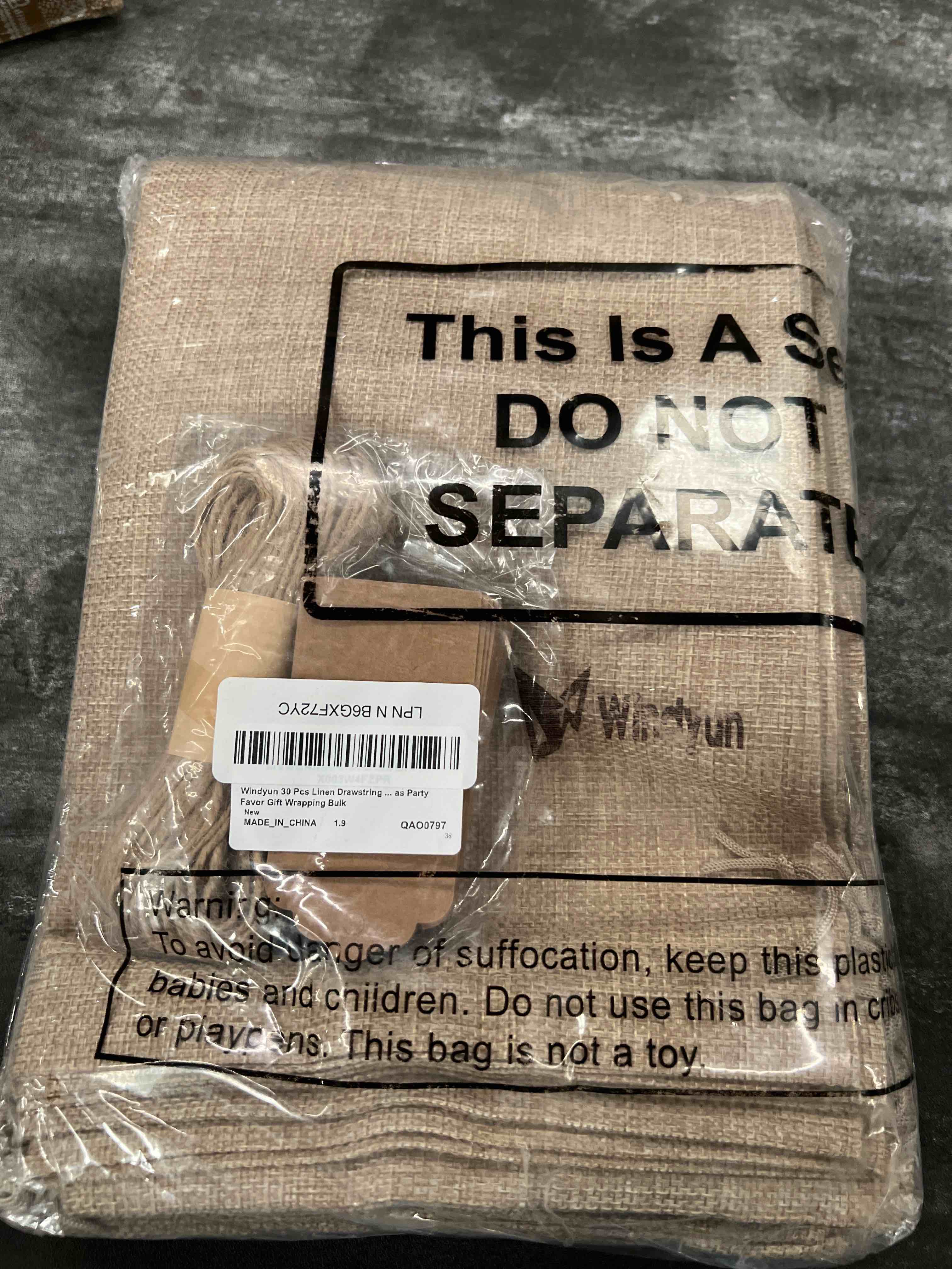 Condition photo showing Good Condition for windyun 30 pcs linen drawstring bag burlap gift bags with tags and string 8 x 12 inches burlap sacks for wedding birthday christmas party favor gift wrapping bulk