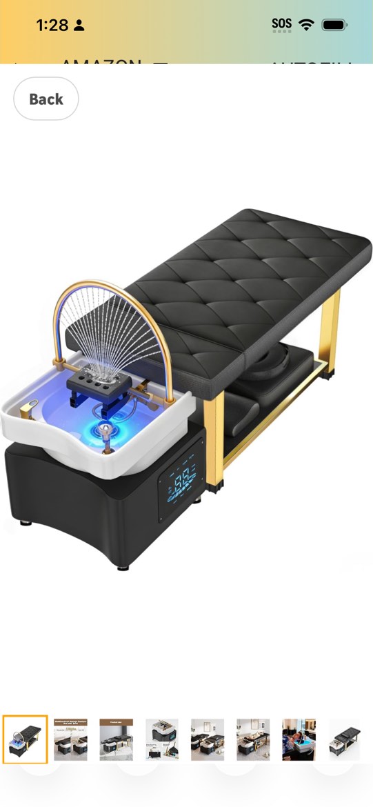 Artist hand Head Spa Bed, Hair Washing, Shampoo Massage Bed with Water Cycle Salon Equipment for Beauty Head Spa, Constant Temperature System(Gold)