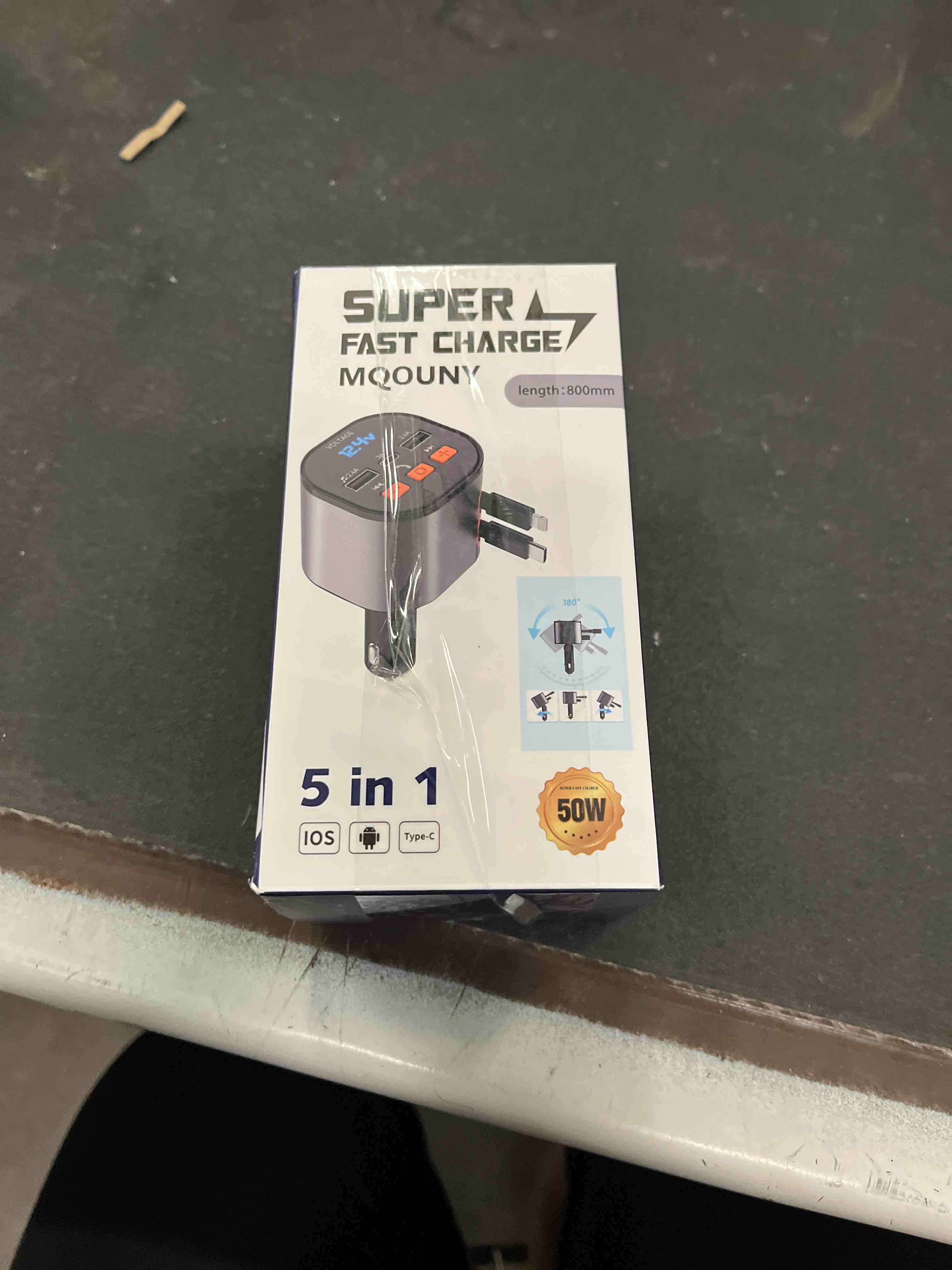 Condition photo showing Good Condition for retractable car charger,5 in 1 fast cars phone charger 90w,bluetooth 5.3 fm transmitter adapter,handsfree call,2 retractable cables and usb chargers for iphone17/16 15/14/13 black